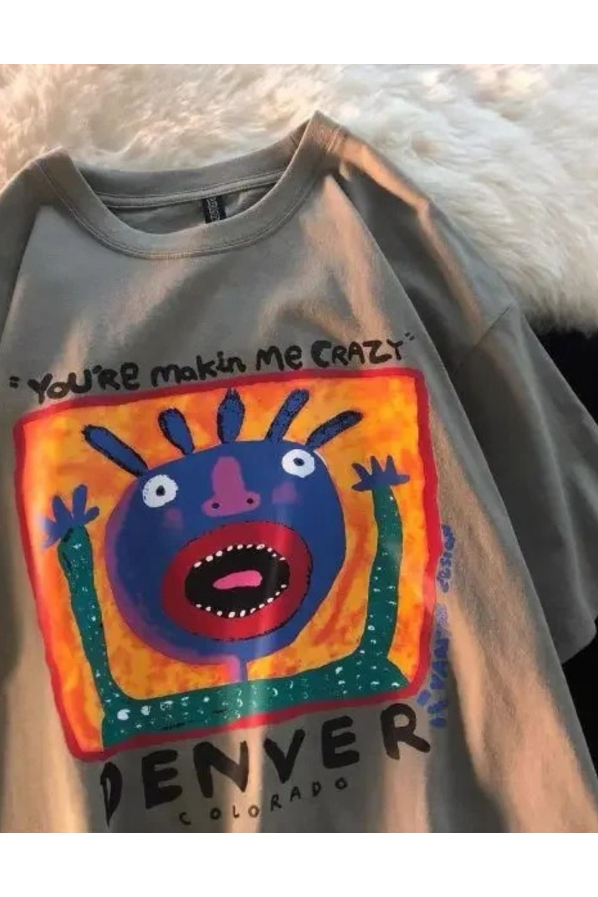 Touz Moda Harajuku Denver Art Unisex Oversize T-shirt