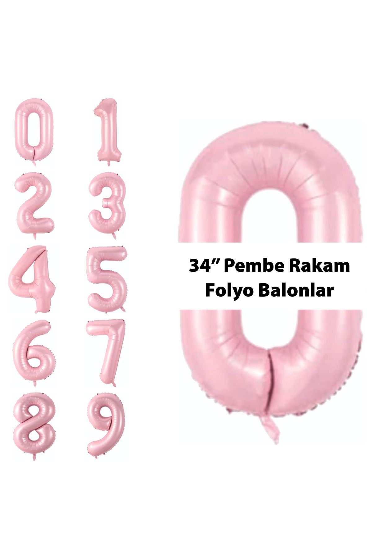 PARTİMİO PARTİ MALZEMELERİ Rakam Folyo Balon Pembe Renk 34'' (76cm)