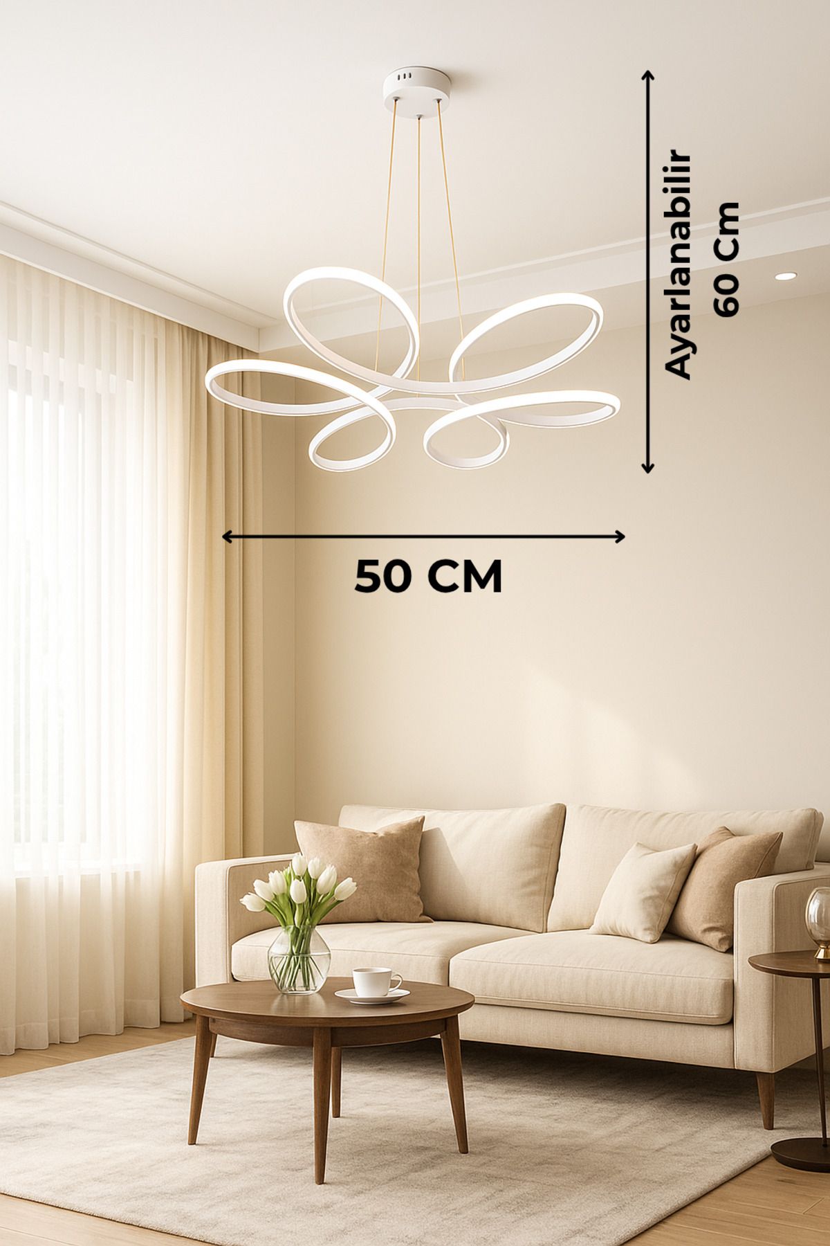 AILEEN Modern LED Sarkıt Avize - Ayarlanabilir Yükseklikli Dekoratif Tavan Aydınlatması