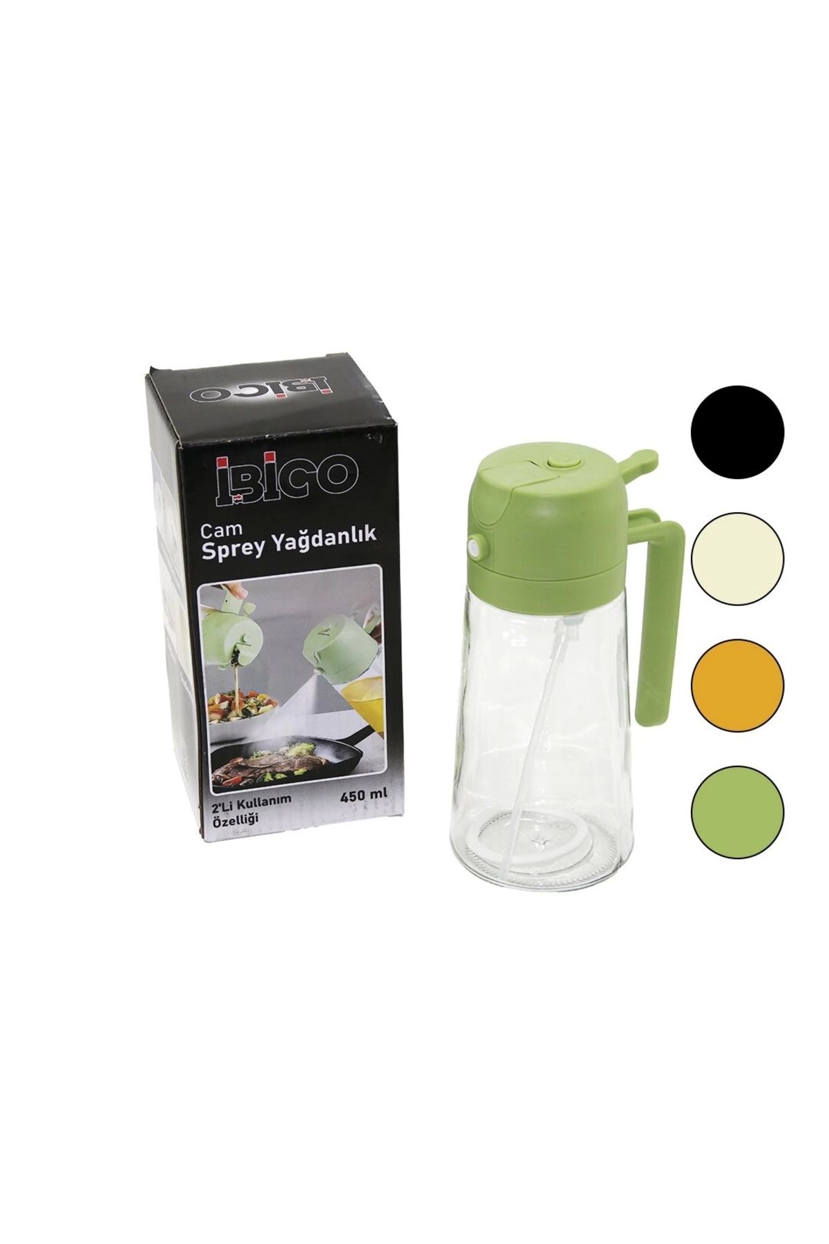 Nemere 2in1=spreyli - Akıtmalı Cam Yağdanlık 450ml Kilitli Kapaklı - Sürahi Modeli