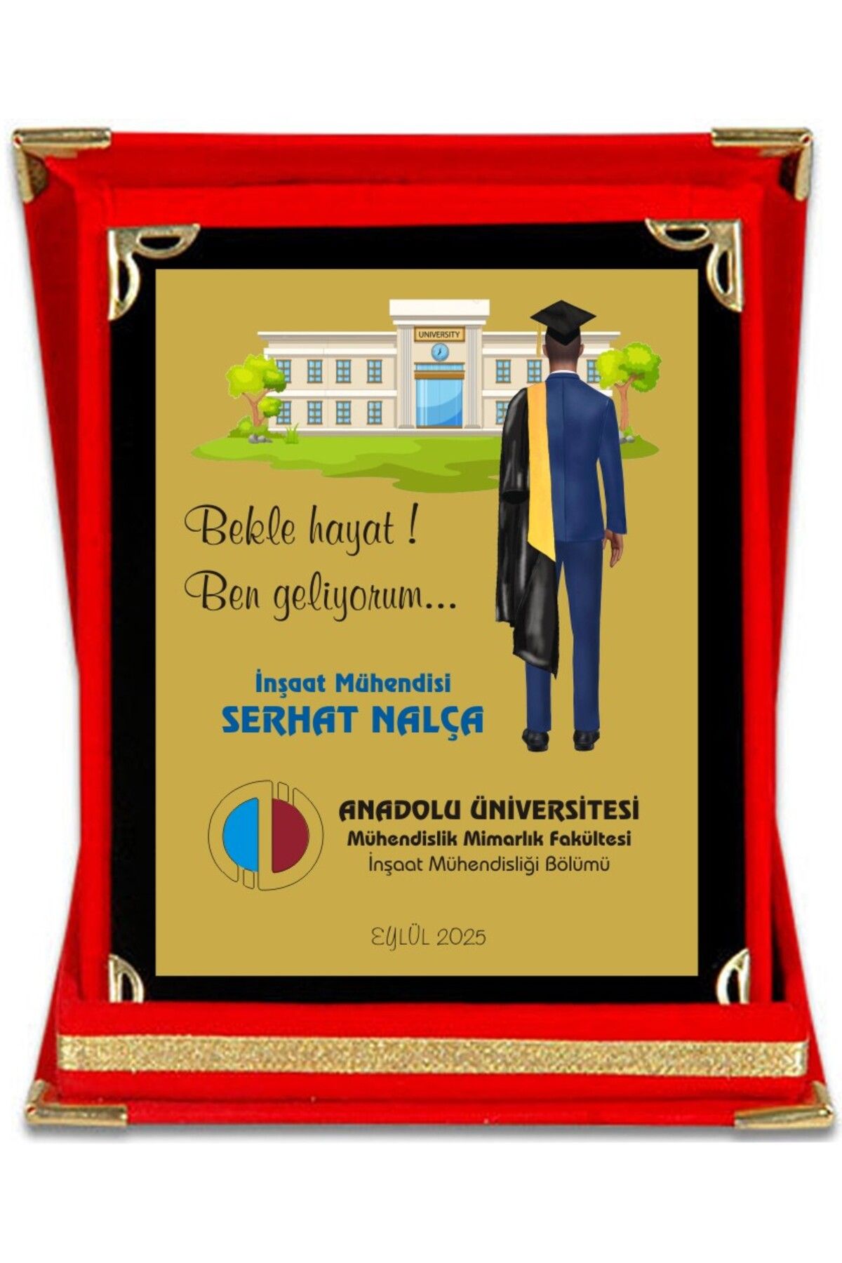 SimArt Design Üniversite Mezuniyet Plaketi - kişiselleştirilebilir BAY-BAYAN Orta Boy TRPL1063