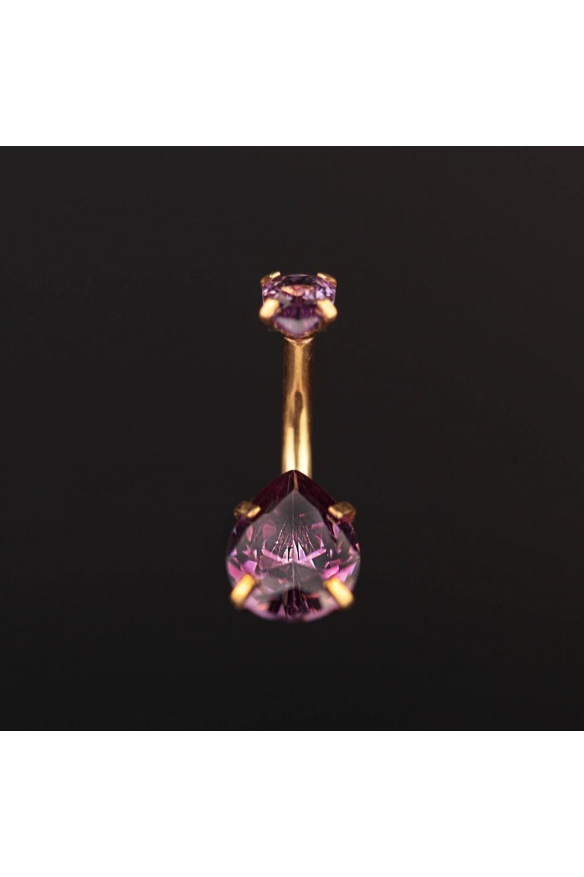 İmgeTattoo Damla Mor Zirkon Altın Göbek Piercing