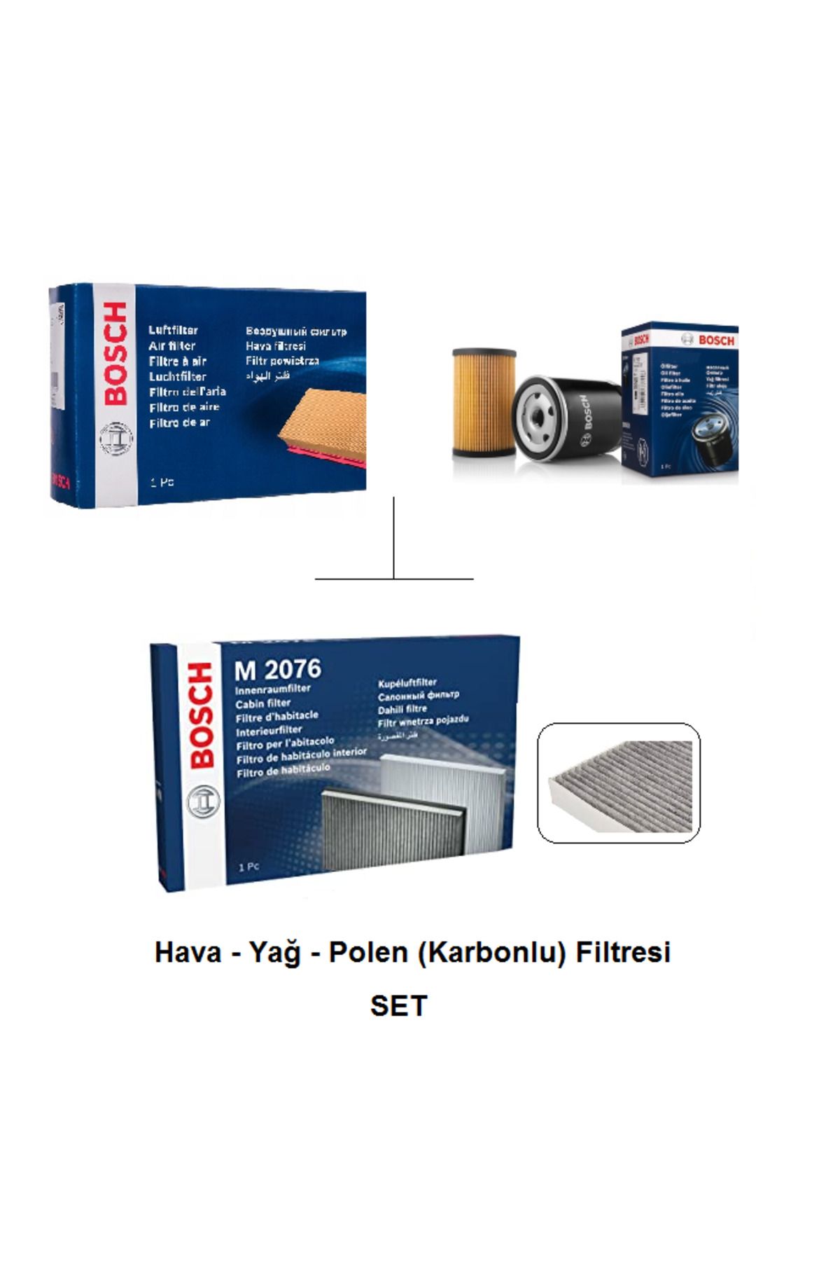 Bosch VW Tiguan Benzinli 1.4 Tsi 150 Hp 160 Hp (2010-2018) Filtre Bakım Seti Hava Yağ Polen Karbonlu BOSCH