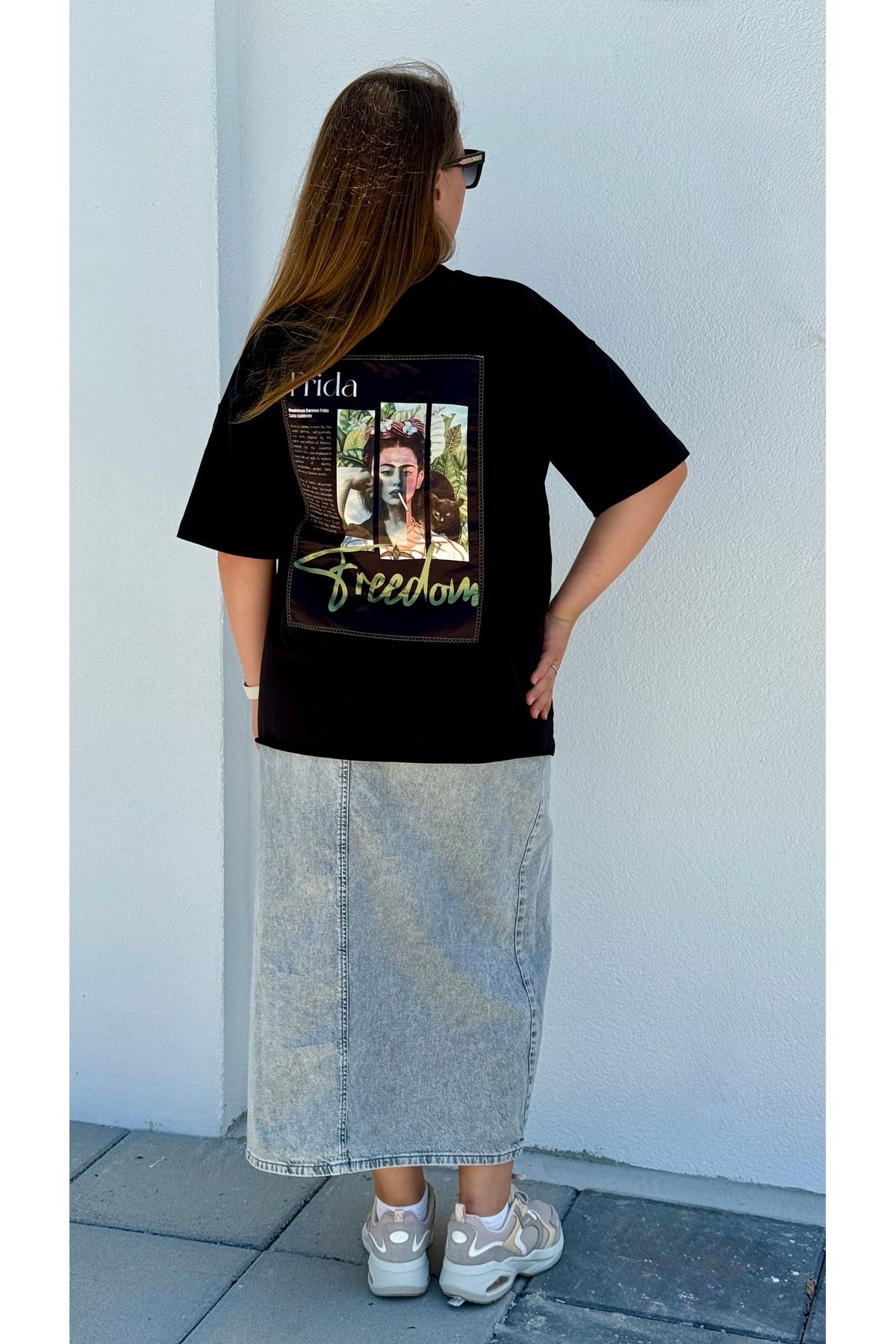 NO BRAND Oversize siyah tişört