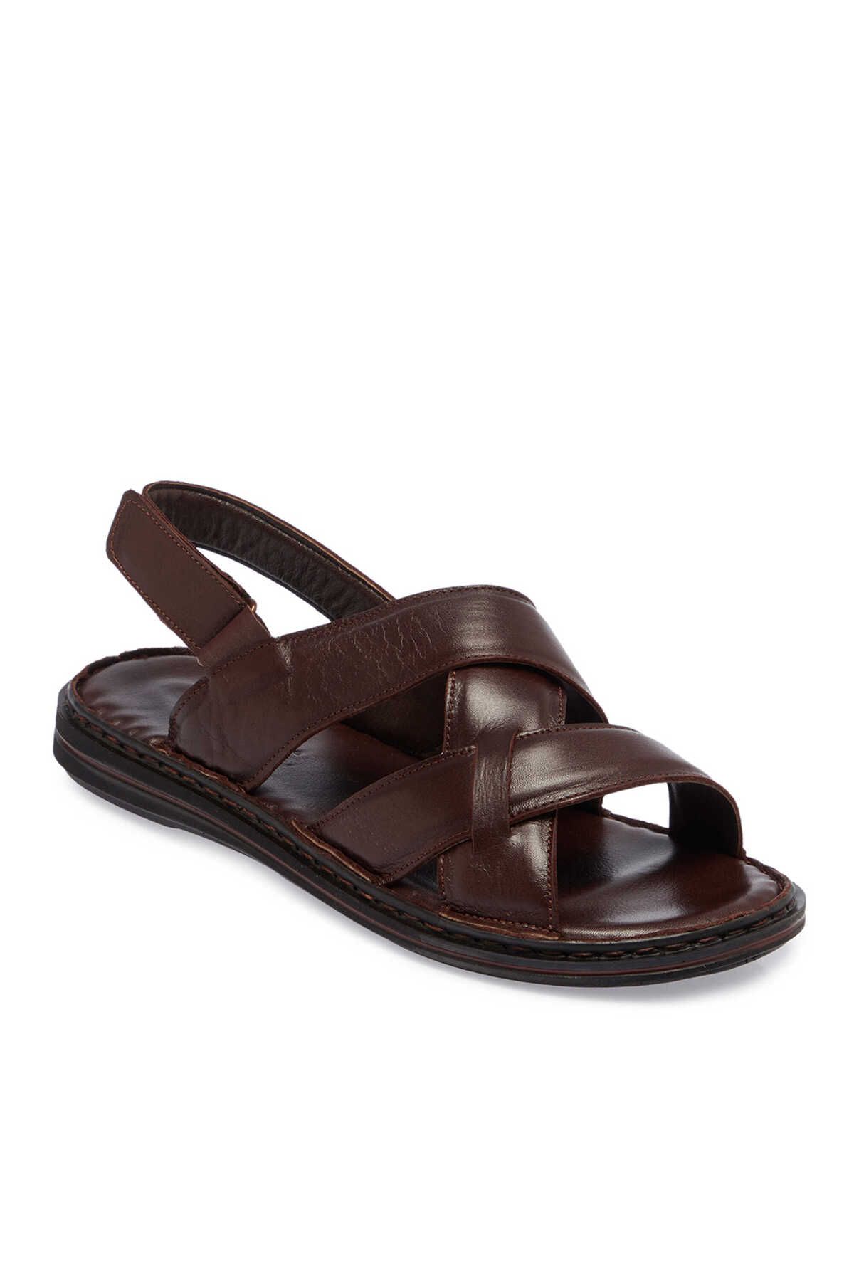 Tergan Kahve Hakiki Deri Erkek Sandalet - E25Y1SN57149-A24