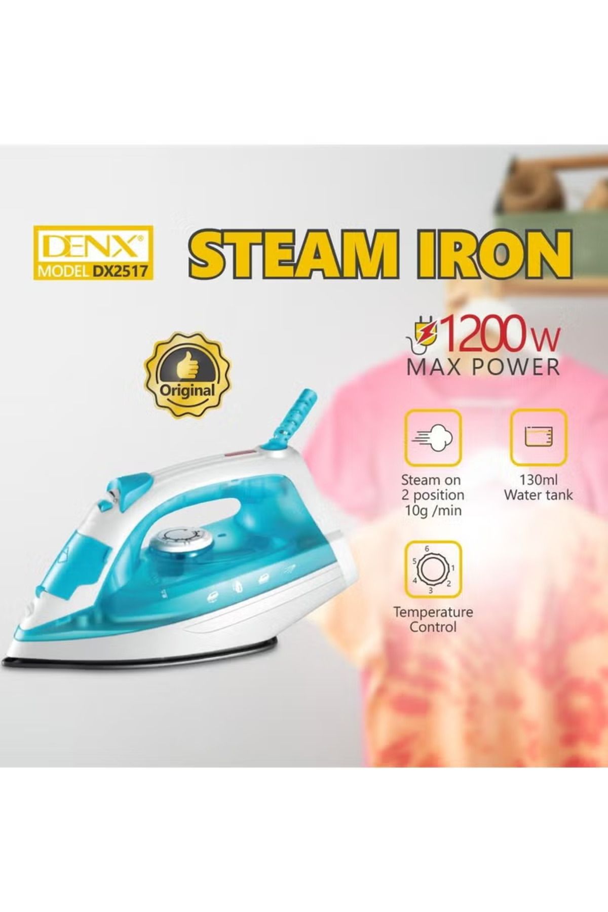 Denx-1200W multifunction steam iron with temperature control function 3