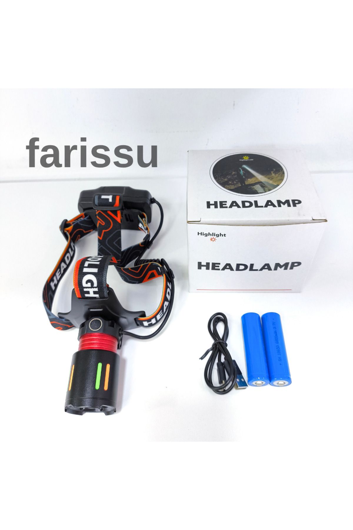 farissu 30W Gücünde Şarjlı Kafa Lambası – 2000 Lümen, Zoom Odaklı, 4 Mod, Su Geçirmez