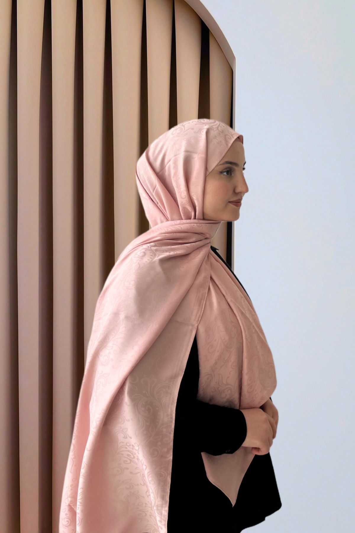 SarQa Scarft Çiçek Desen Jakar Şal