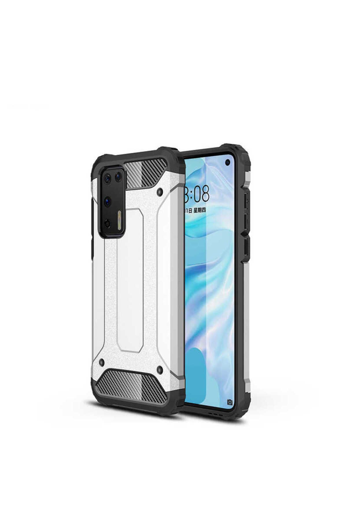 halkhouse Huawei P40 Kılıf Zırh Tank Sert Korumalı Silikon Crash Silikon Kapak