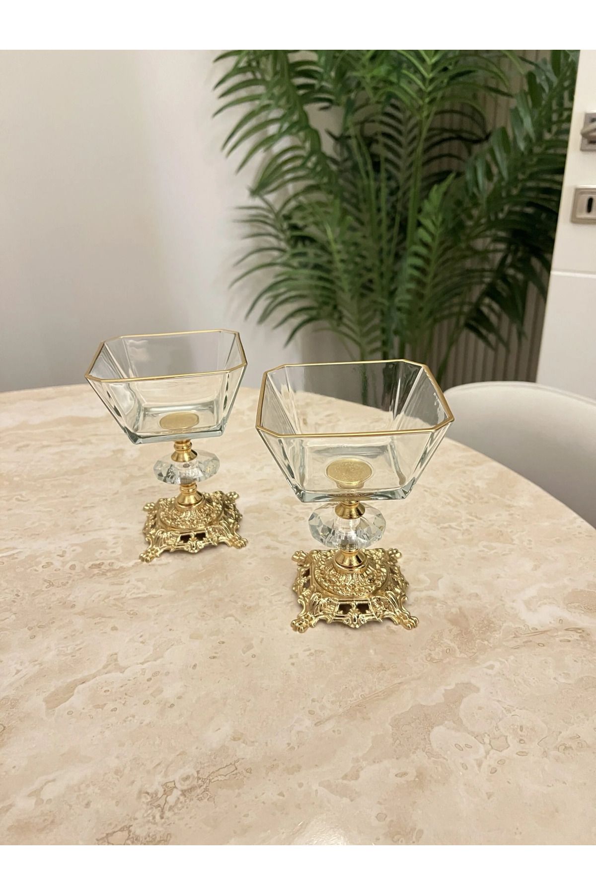 PONCİKPAZAR 6 Adet Zamak Ayaklı Gold Dondurmalık & İkramlık