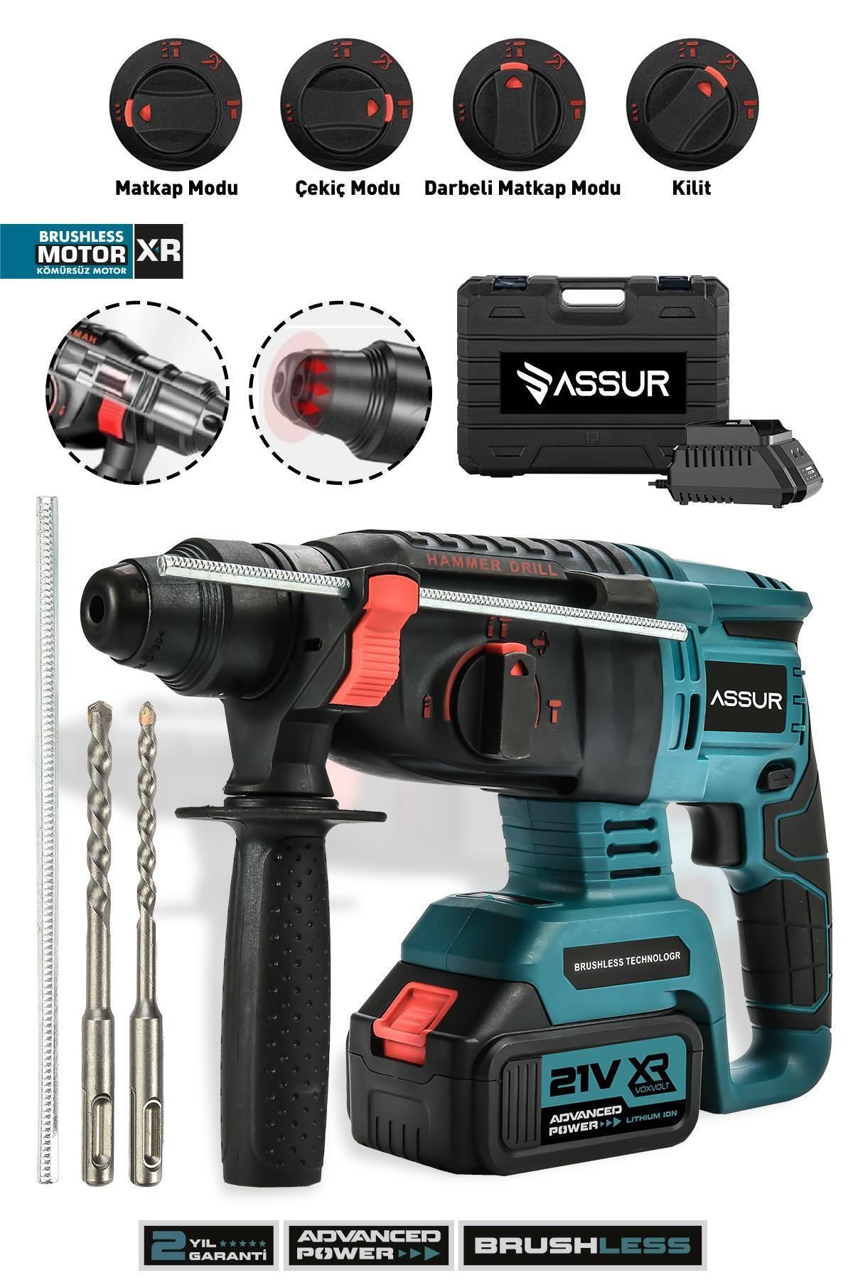 Elioure 21V Çift Akülü Kırıcı Delici, Kompakt ve Güçlü, 2-26mm Uygun