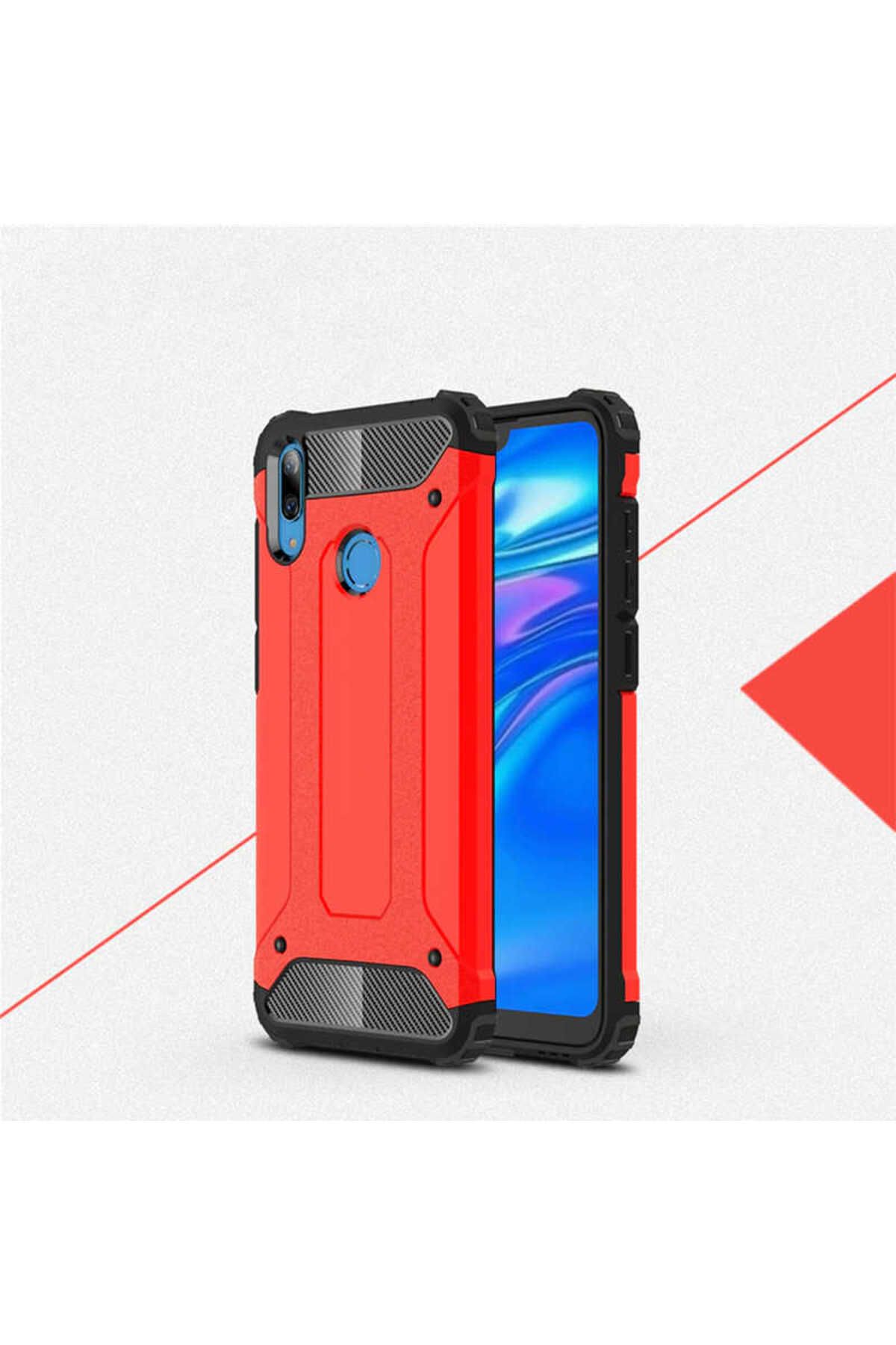 halkhouse Huawei Y7 Prime 2019 Kılıf Zırh Tank Sert Korumalı Silikon Crash Silikon Kapak
