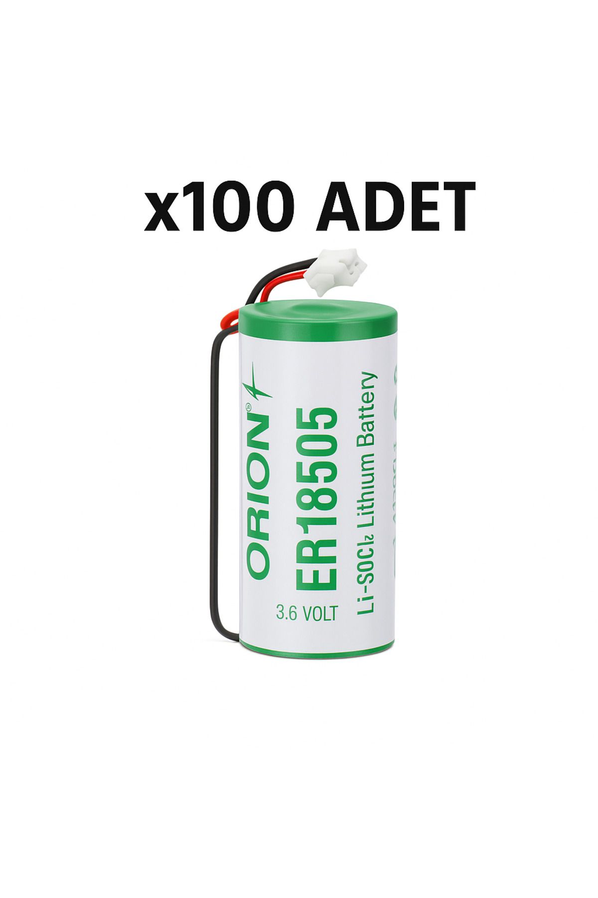 Orion 100 Adet Sayaç Pili Isı Pay Ölçer Pili Su Sayacı Pili Doğalgaz Sayacı Pili 18505 H 3,6V 15CM JST PH