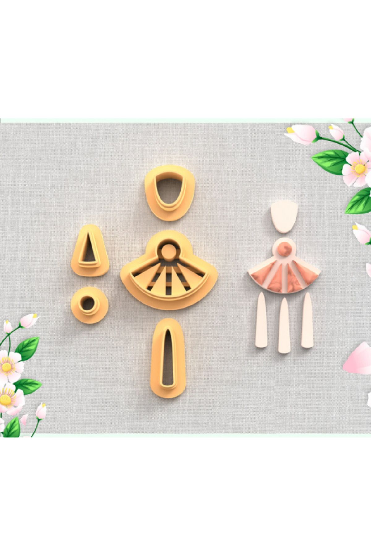 Muhcu Home Değerli Taşlı Art Deco Küpe Kil Kesici, Küpe Kil Polimer Set - Yüksek Kaliteli Kesici (40 MM BOY )