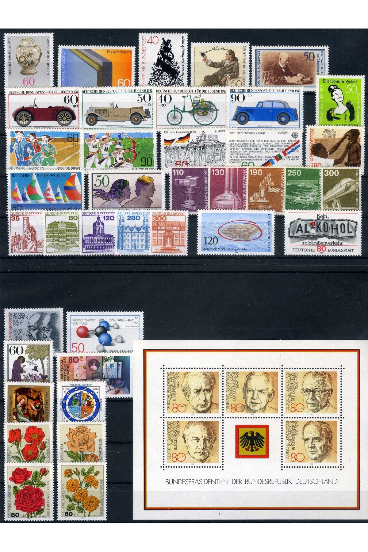 Jupiter Stamps Koleksiyon Pulları,ALMANYA 1982 Yıl Seti,Damgasız,Konsept Hediyelik,Hobiler,ASB-775229129