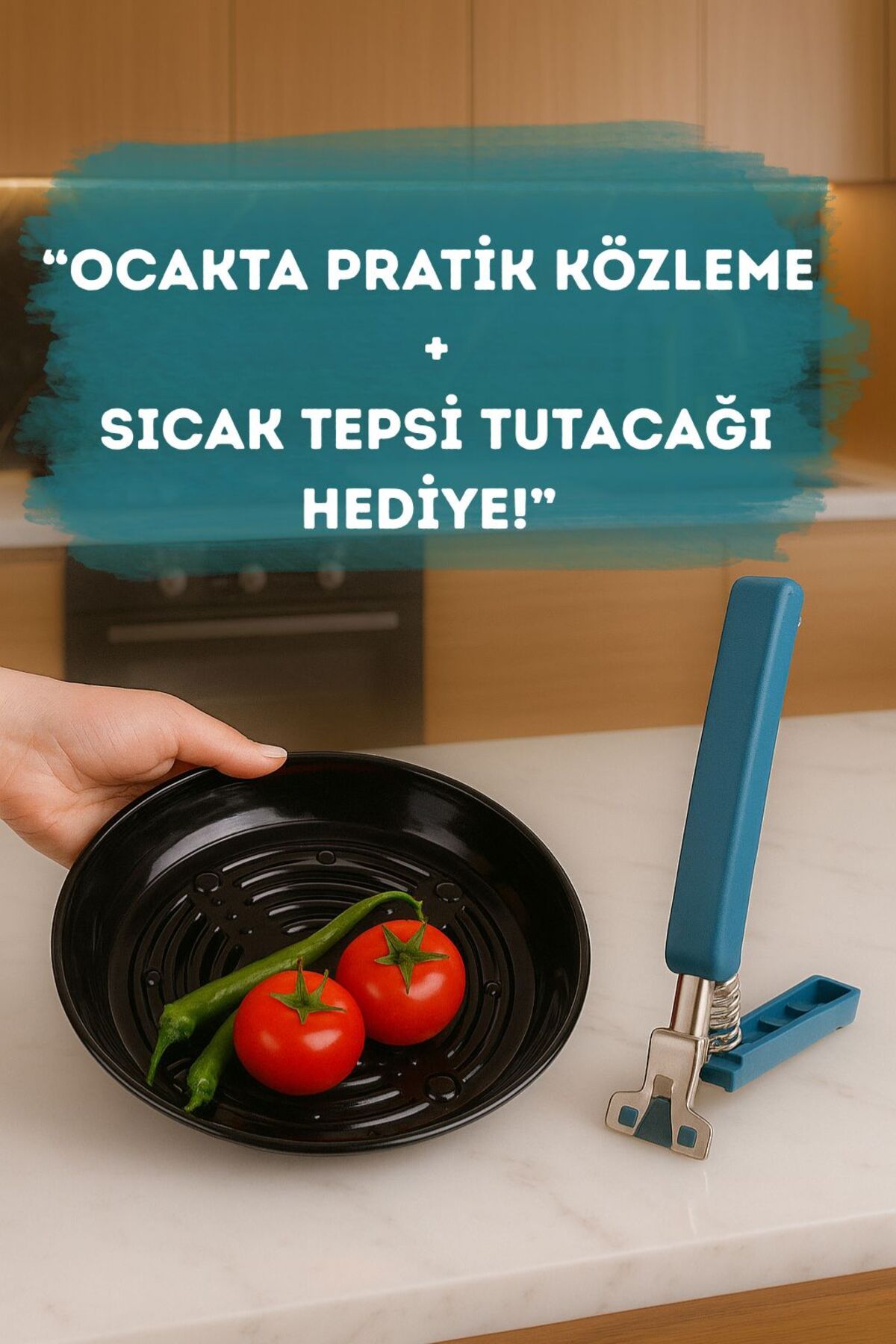 Kelepir Fırsatlar Ocakta Pratik Közleme Tabağı + Sıcak Tepsi Tutacağı Hediyeli Set