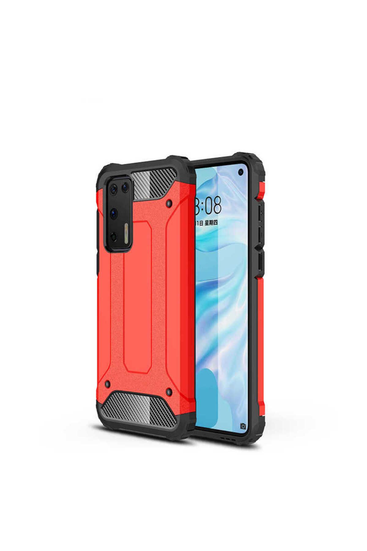 halkhouse Huawei P40 Kılıf Zırh Tank Sert Korumalı Silikon Crash Silikon Kapak