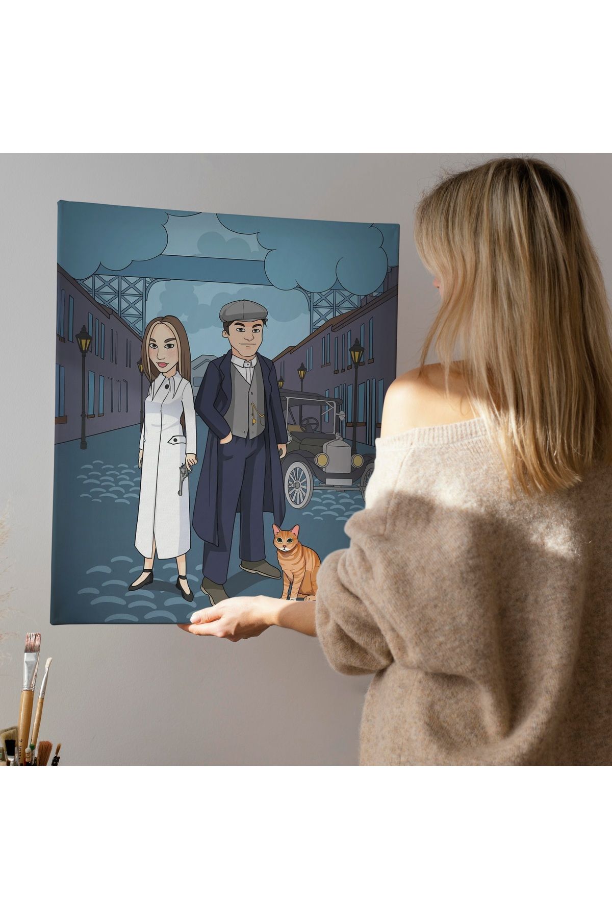 ÇELİKLER HEDİYE Kişiye Özel Karikatür Kanvas – Fotoğraftan Hazırlanan Hediye Tablo