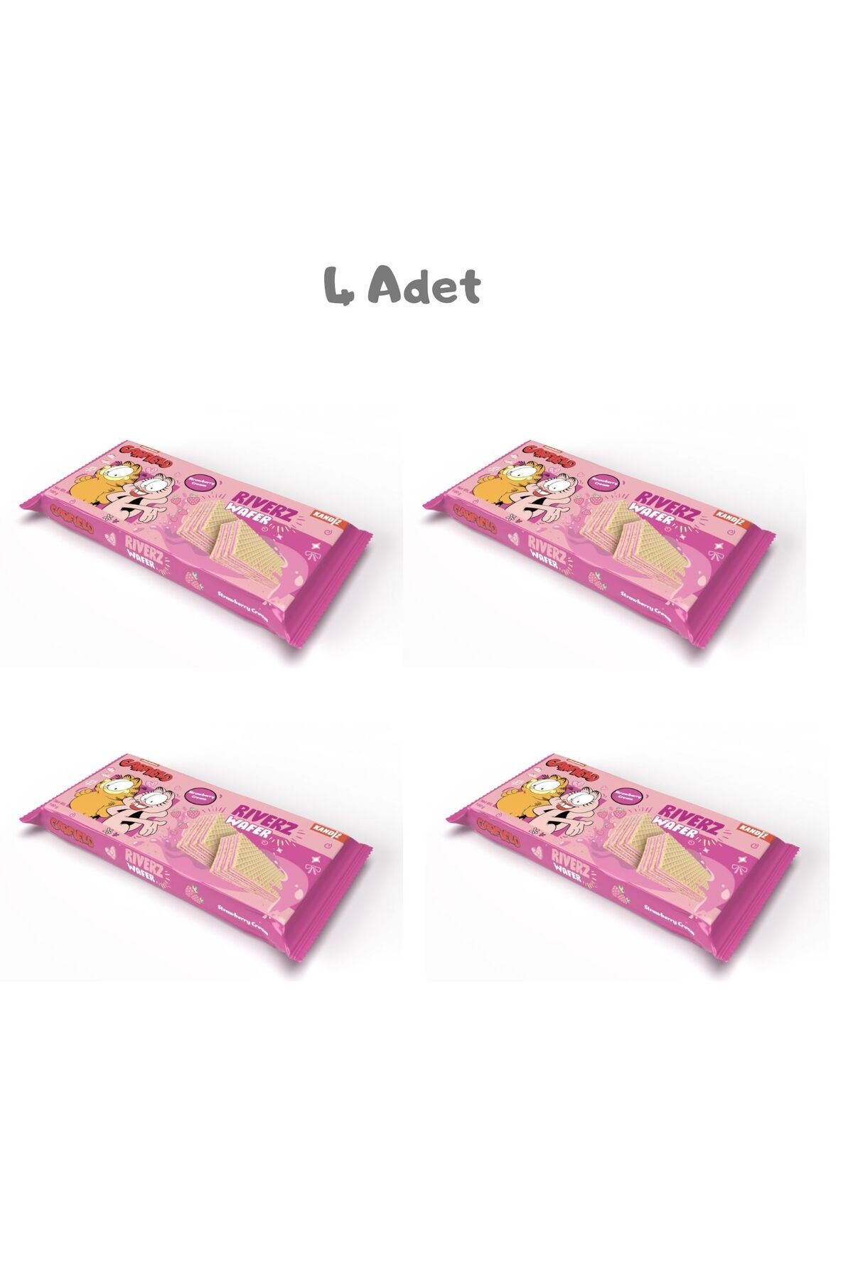 GARFIELD Riverz Çilekli Gofret (100 Gr) Garfield 4 Adet