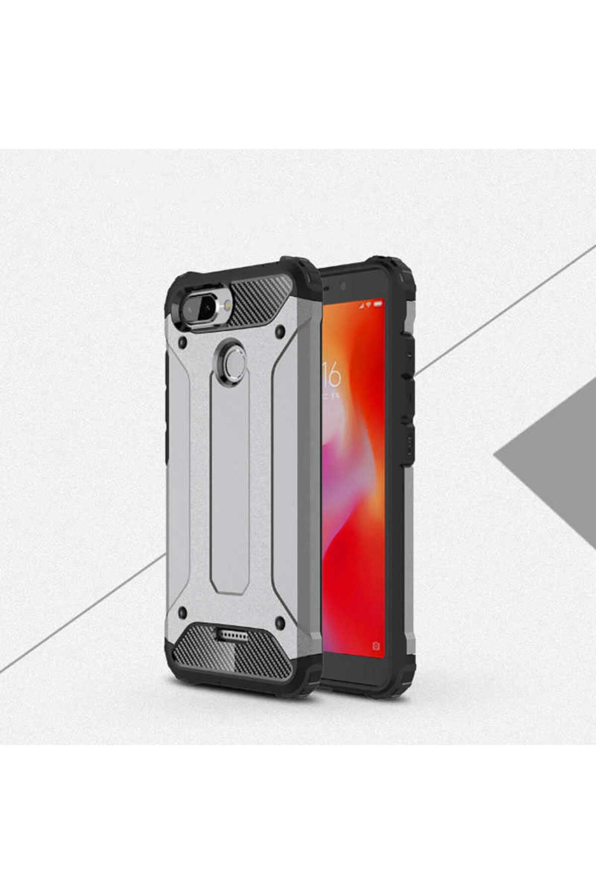 halkhouse Xiaomi Redmi 6 Kılıf Zırh Tank Sert Korumalı Silikon Crash Silikon Kapak