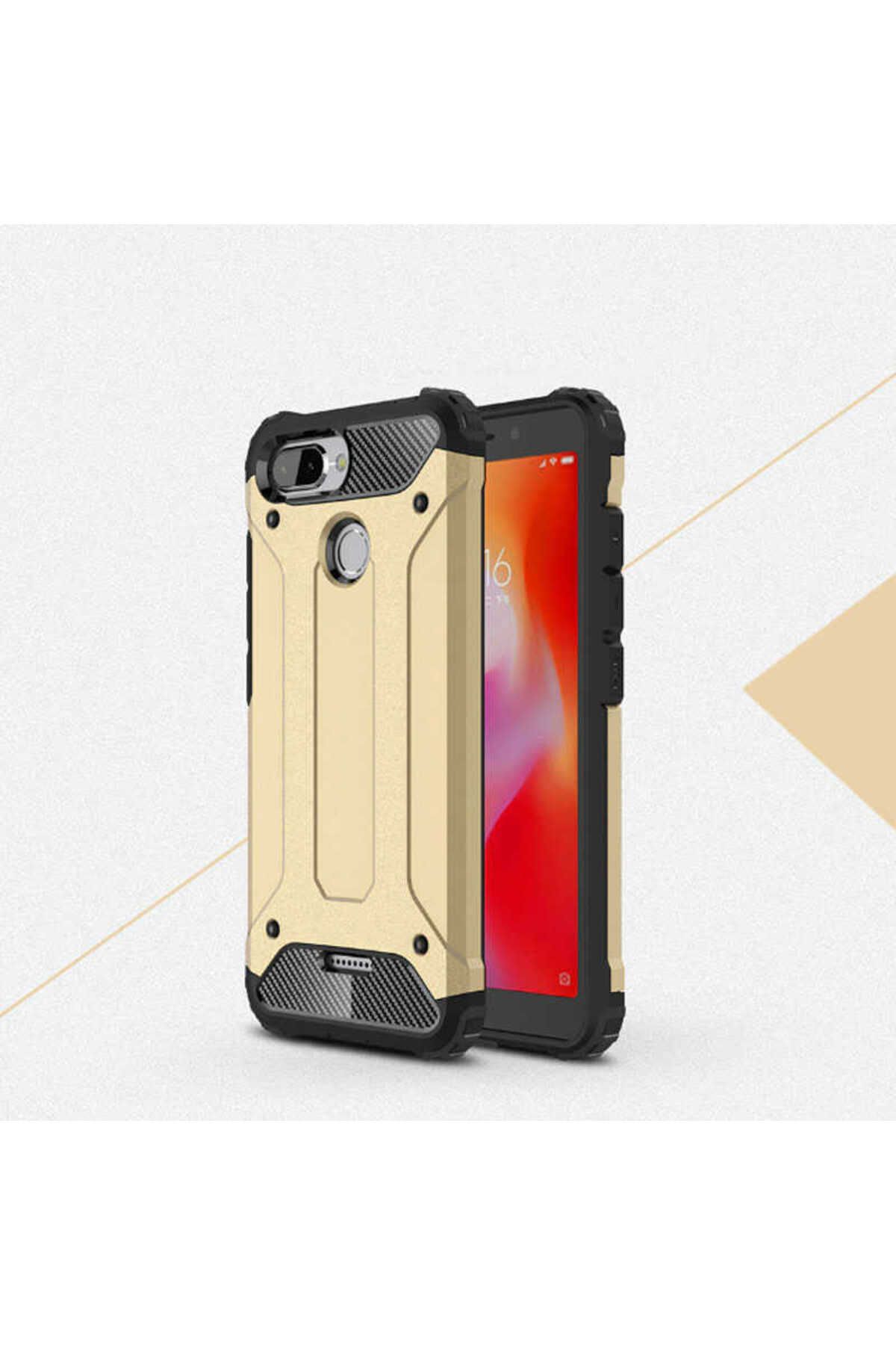 halkhouse Xiaomi Redmi 6 Kılıf Zırh Tank Sert Korumalı Silikon Crash Silikon Kapak