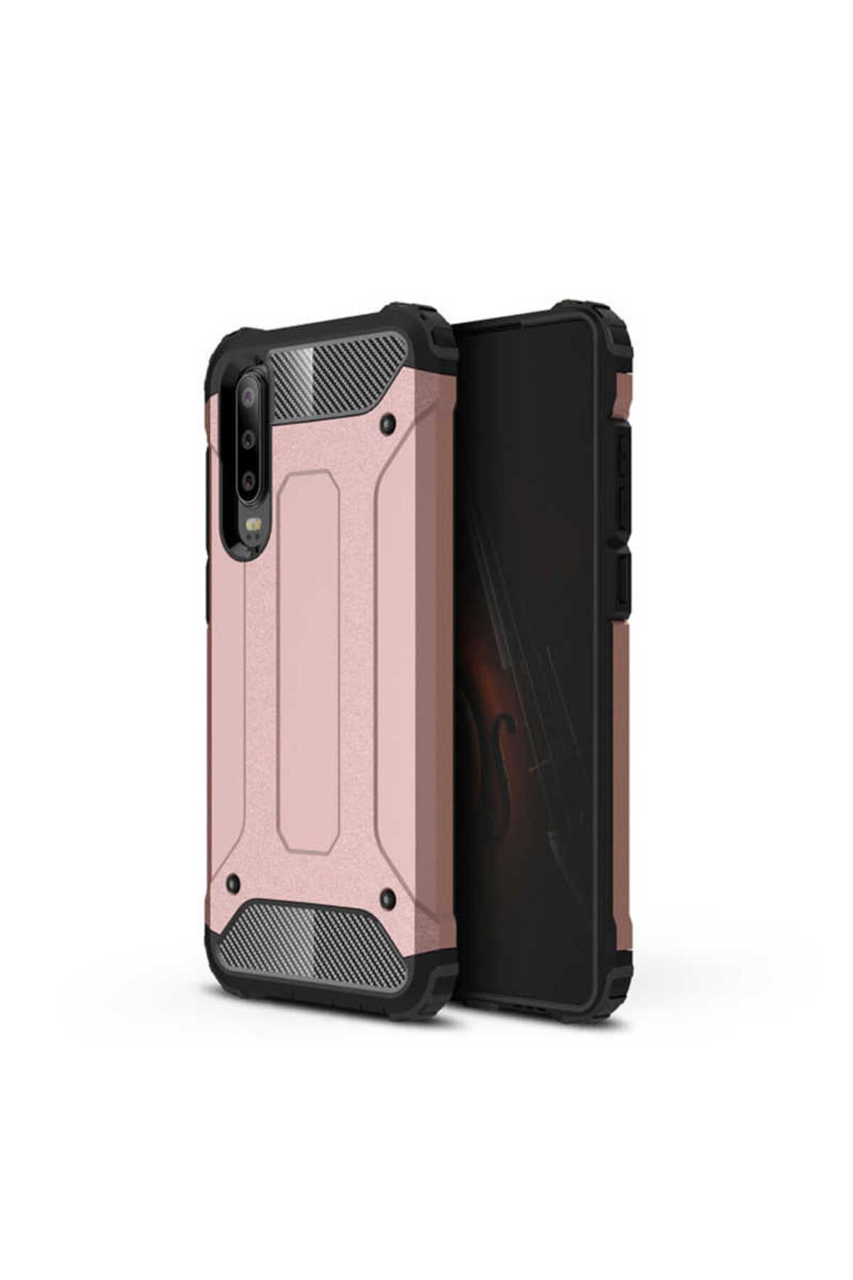 halkhouse Huawei P30 Kılıf Zırh Tank Sert Korumalı Silikon Crash Silikon Kapak