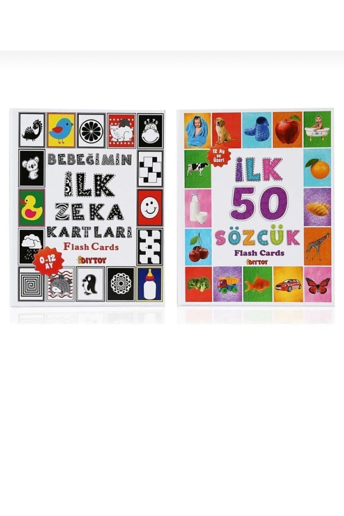 scntoys Flash Cards Ilk 50 Sözcük Bebeğimin Ilk Zeka Kartları 2'li Set Eğitici Bebekler İçin Zeka Kartları