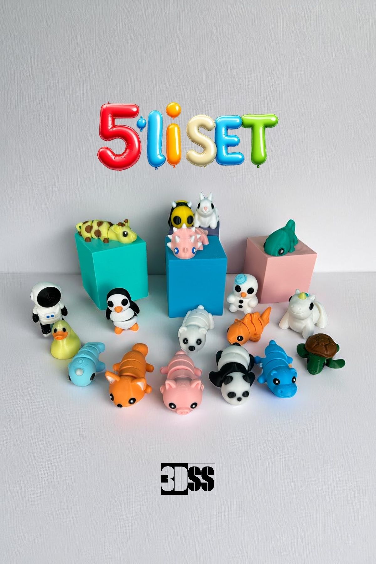 3DSS 5'li Mini Figür Seti – Pinyata, Koleksiyon ve Hediye İçin – Karışık veya Seçmeli 5 Adet Mini Figür