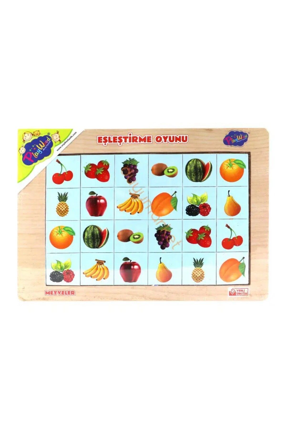 PlayWoods Playwood Ahşap Eğitici Puzzle 24 Parça - Meyveler
