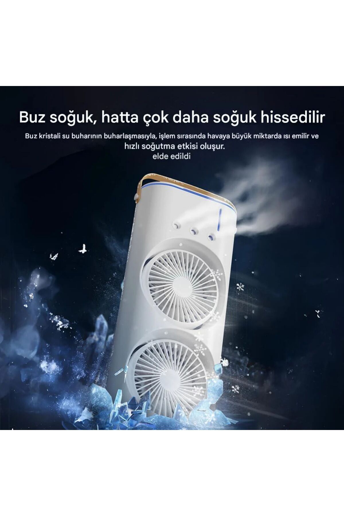 GİFTHANE Mini Buzlu Klima,Şarjlı Buharlı Mini Fan,Hava Vantilatörü Nemlendirici Fan