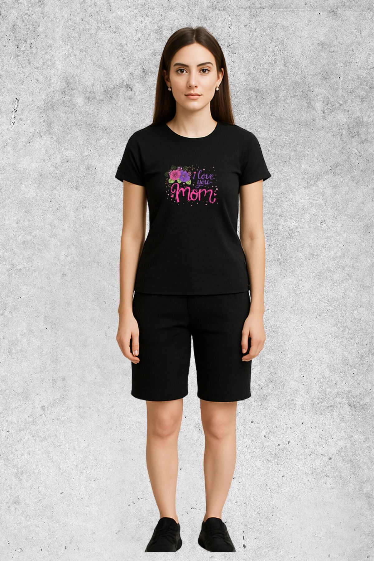 MOLICO BASİC unisex sıfır yaka kısa kollu I LOVE YOU BASKILI TSHİRT