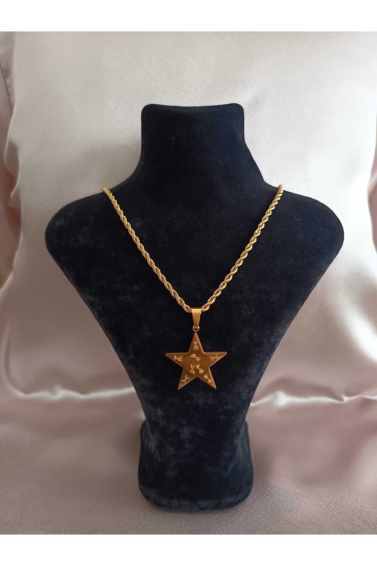 Canım kendim HASIR ZİNCİR YILDIZ MODEL ÇELİK KOLYE