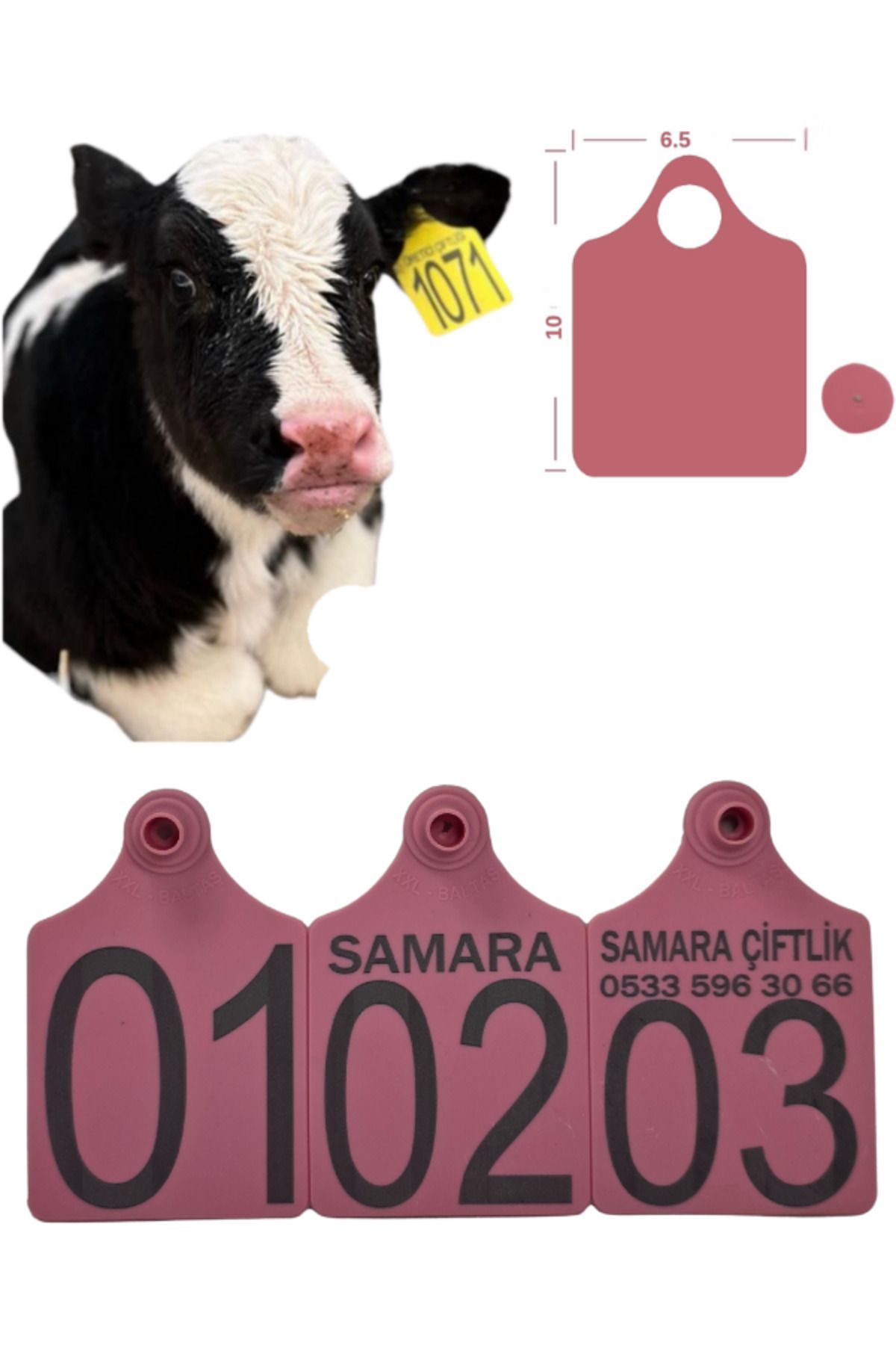 SAMARA ÇİFTLİK EKİPMANLARI Büyükboy 300 Adet Pembe XL Büyükboy hayvan küpesi+Pens Ucu Hediye