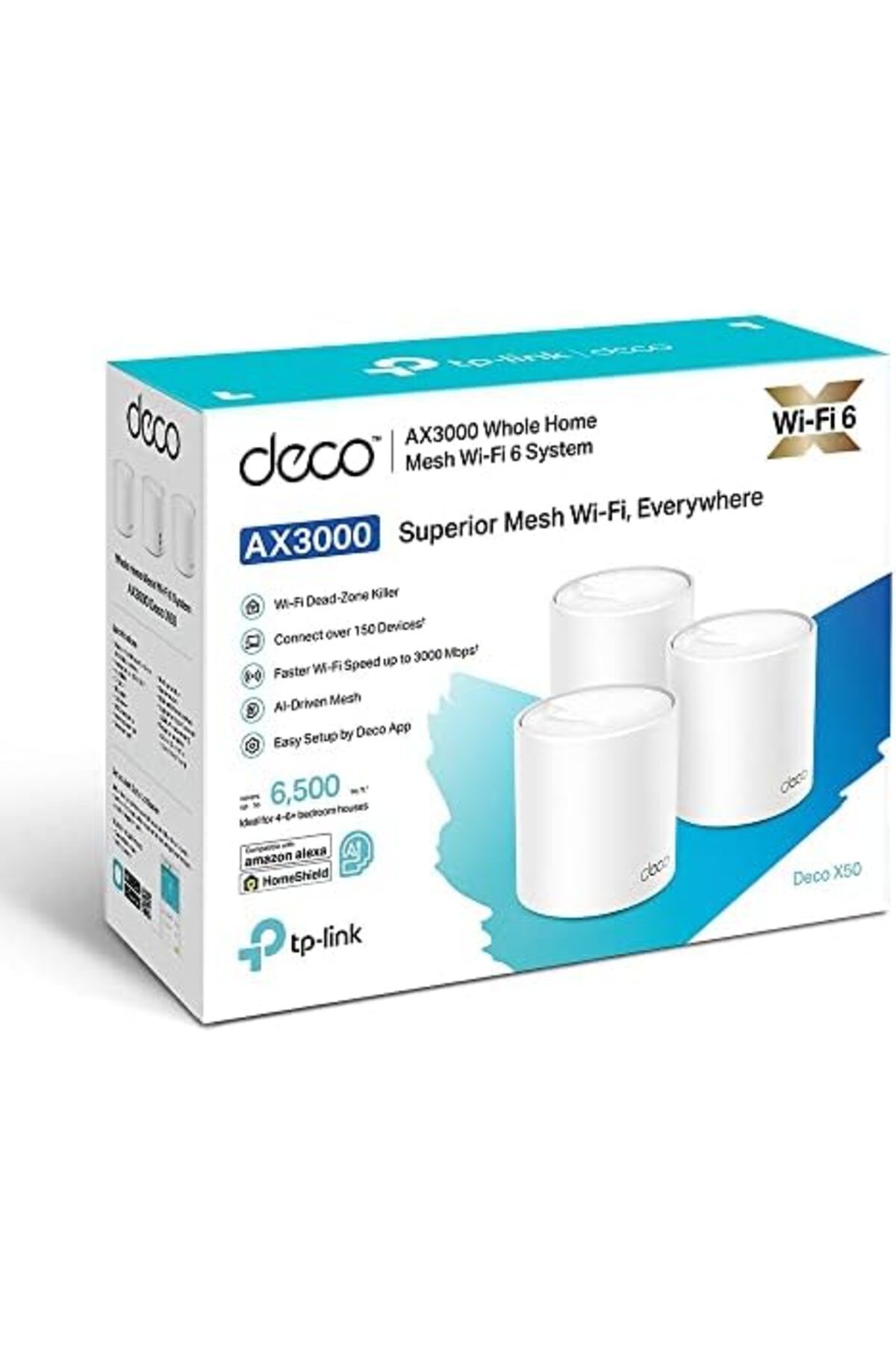 TP-LINK-Deco X50(3-pack) AX3000Mbps Mesh WiFi 6 System, AI-Driven, Coverage up to 6500ft² 9
