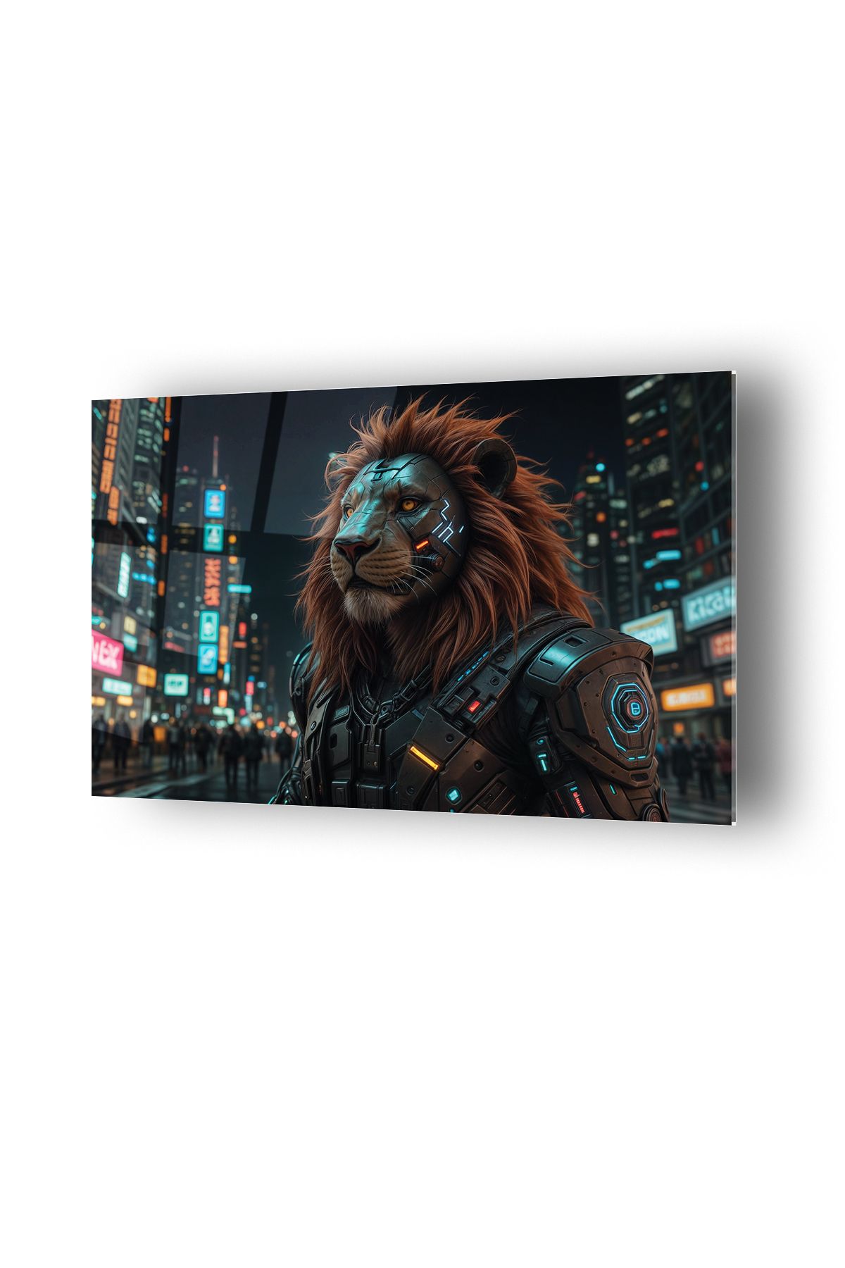 no77decor Cyberpunk Costum Aslan Temalı Cam Tablo