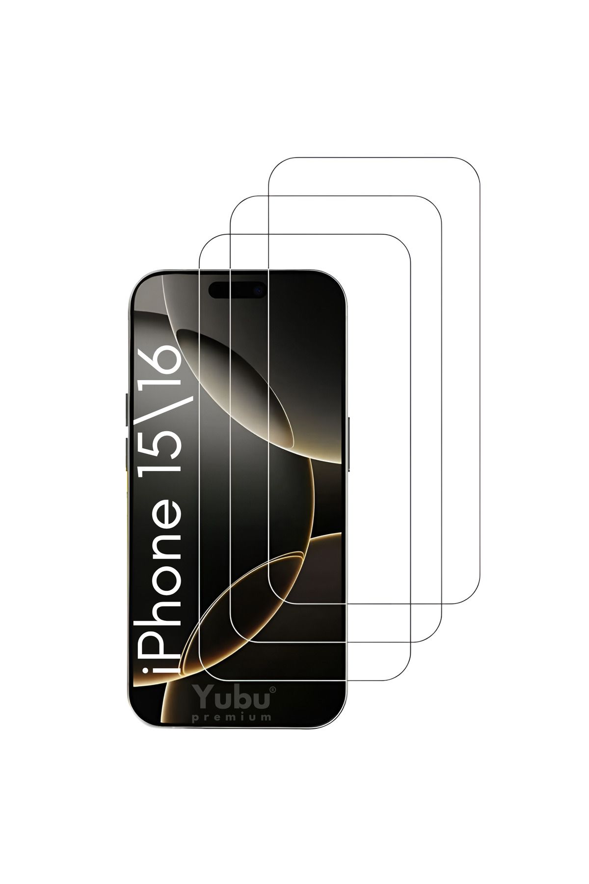 yubu 3'lü Paket iPhone 15/16 Uyumlu Temperli HD Cam Kaplama Kırılmaz Ekran Koruyucu (3'LÜ PAKET)