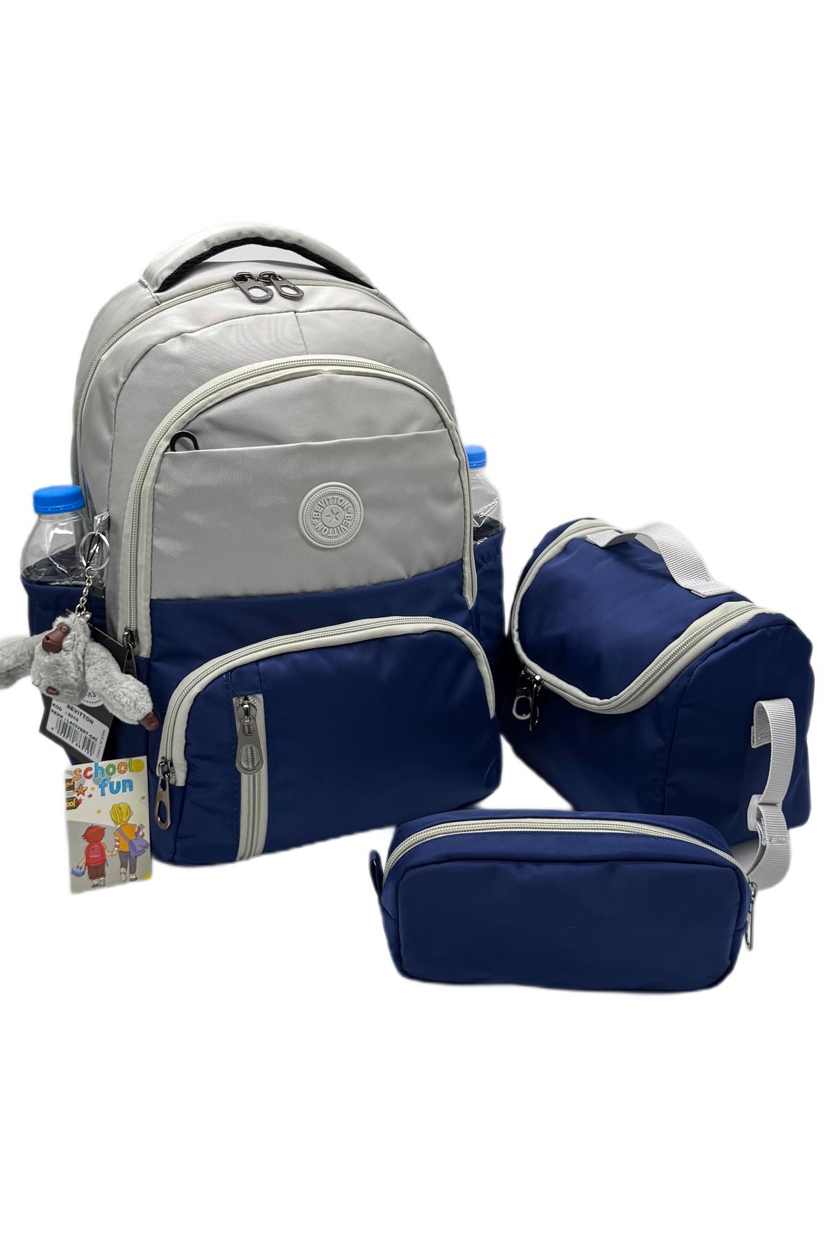 betto's İlkokul Çantası 3'lü Set Unisex Çocuk İlk Okul Çantası OVSKİ-8010 Pudra-Vizon