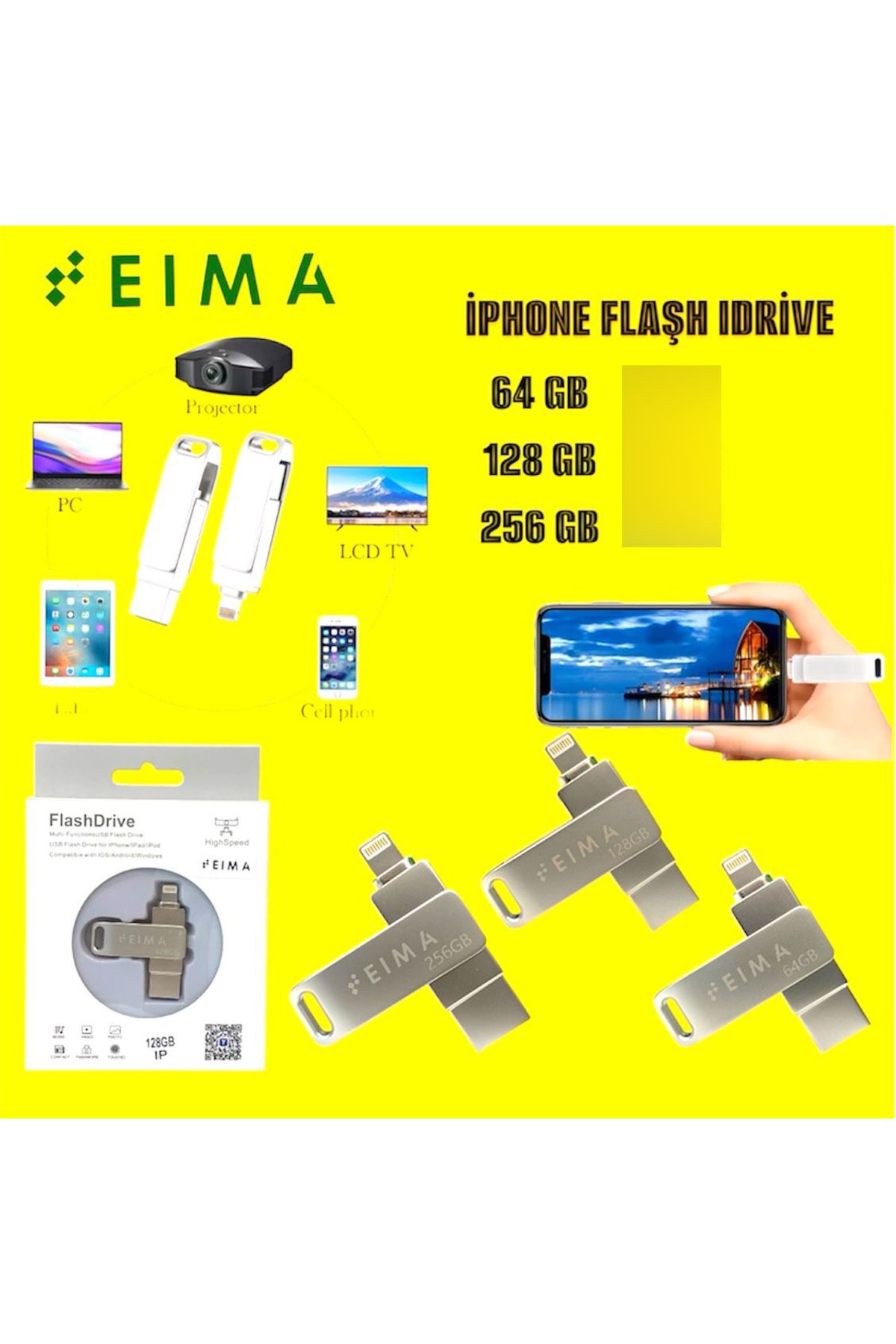 Bestech Metal Gövde Flash Bellek Lightning To USB iphone Uyumludur 64gb 128gb 256gb
