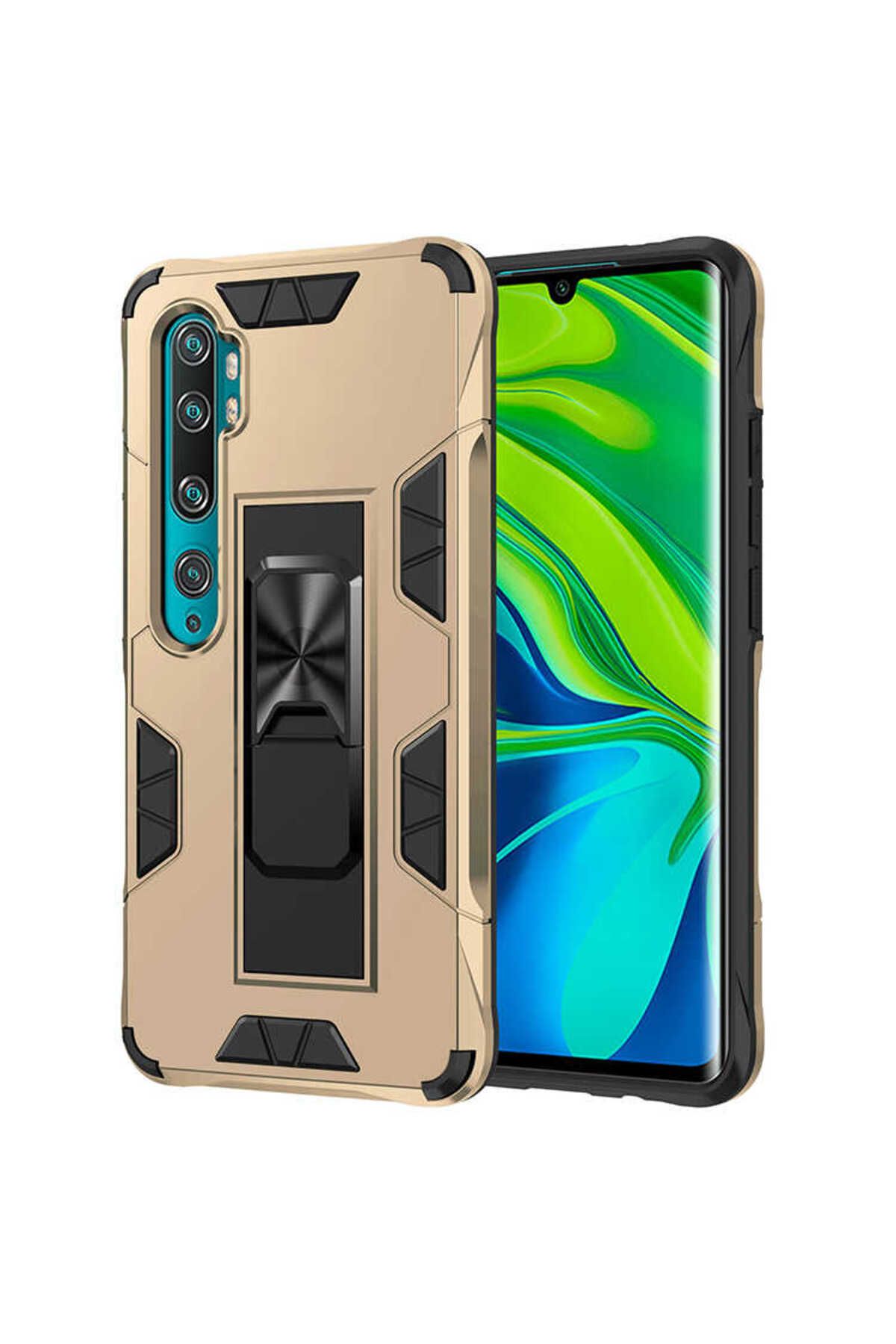 halkhouse Xiaomi Mi Note 10 Lite Kılıf Zırhlı Tank Korumalı Standlı Sert Silikon Volve Kapak