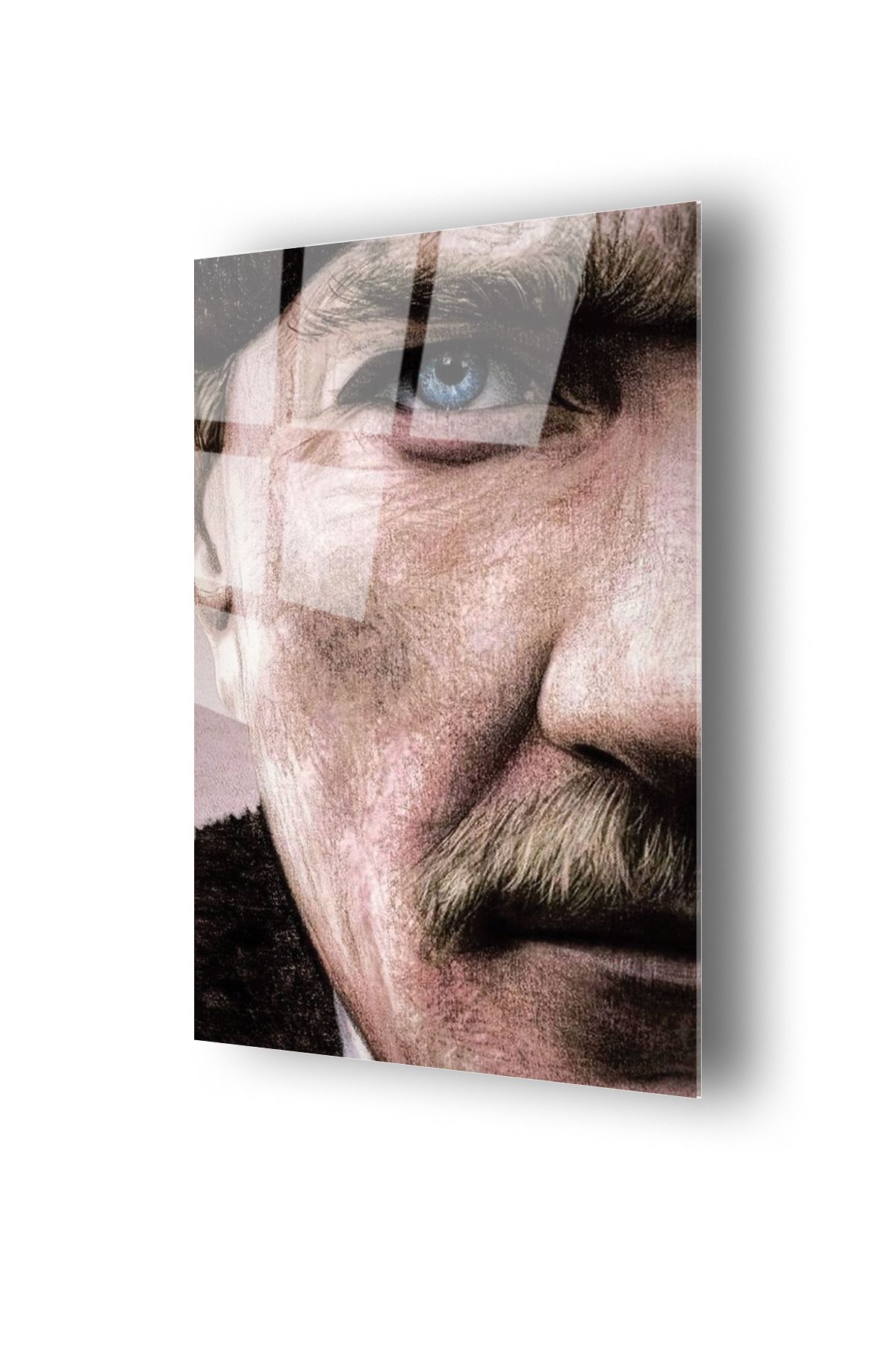 no77decor Atatürk Siyah Beyaz Temalı Dayanıklı Cam Tablo