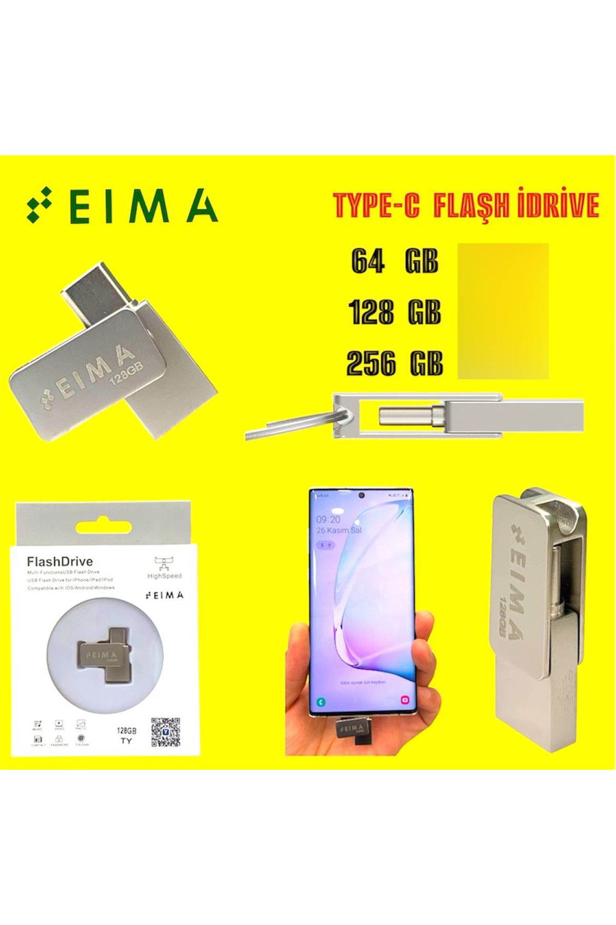 Bestech Metal Gövde Flash Bellek Type C To USB Tüm Type C Cihazlara Uyumludur 64gb 128gb 256gb