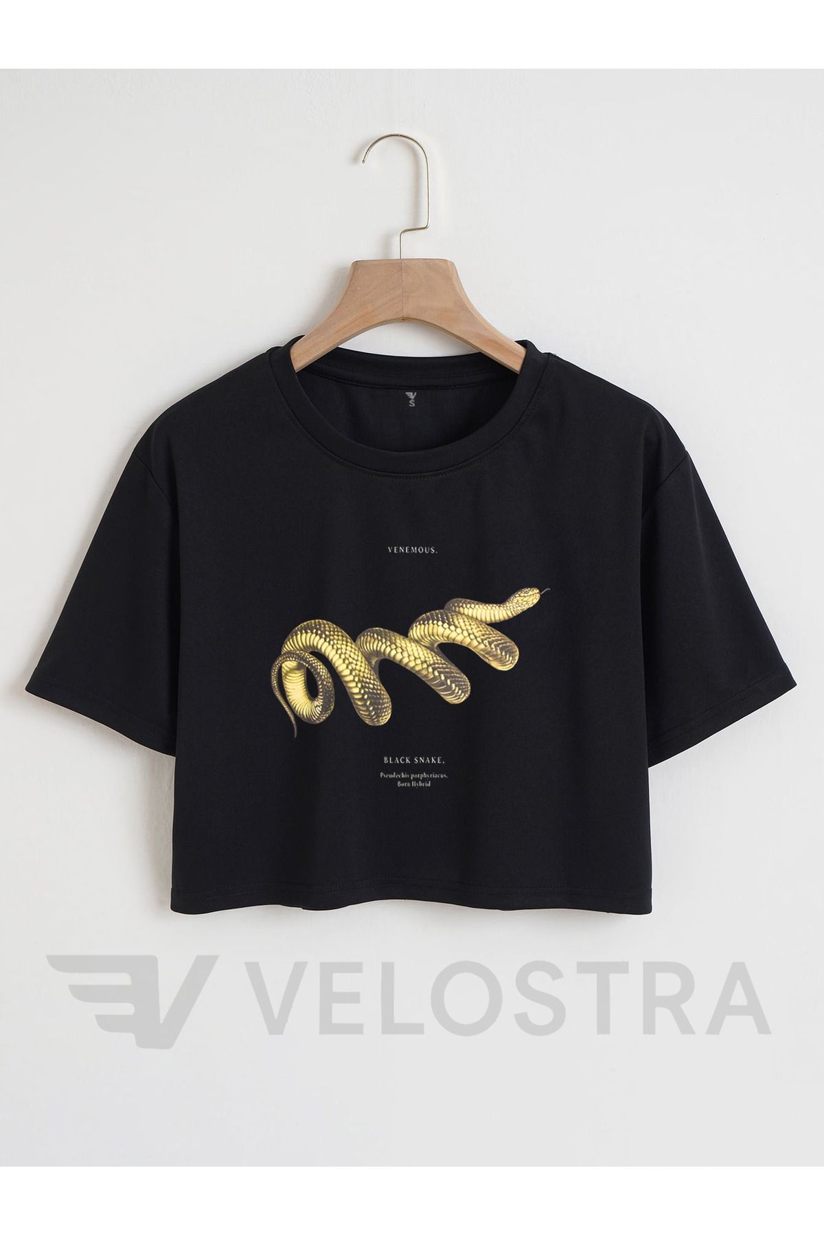Velostra Kadın Altın Yılan Baskılı Crop