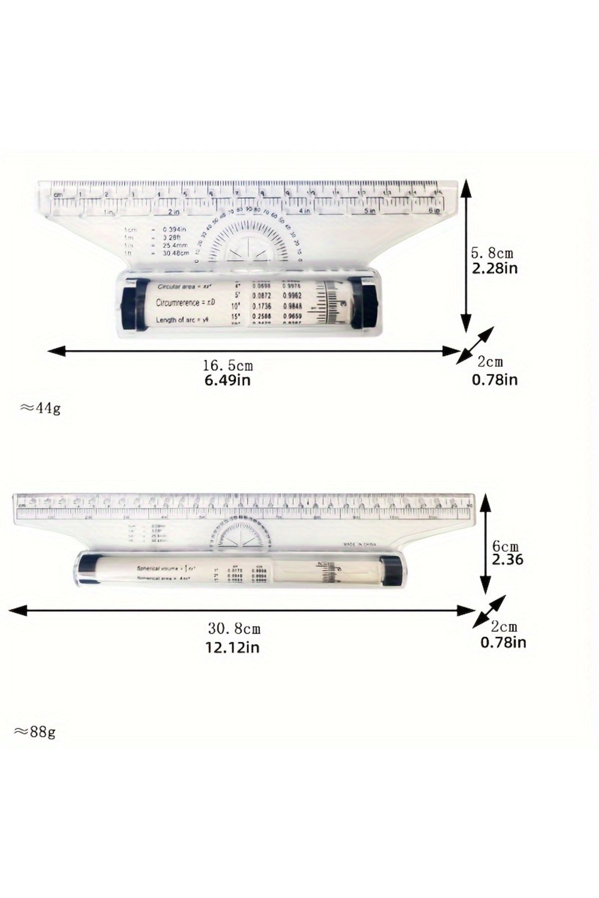 Choice-2Pcs 15 and 30 2Pcs Plastic Ruler Drawing Roller Ruler Parallel Multi-functional Drawing Design Used 1