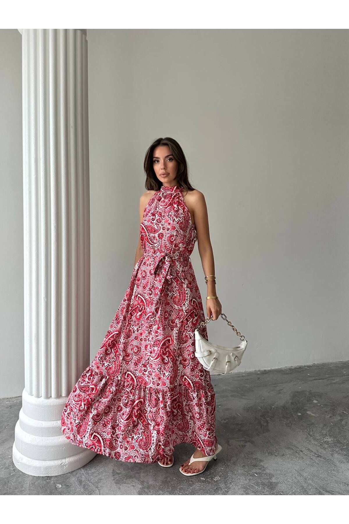 conconmoda Nose Desenli Uzun Elbise