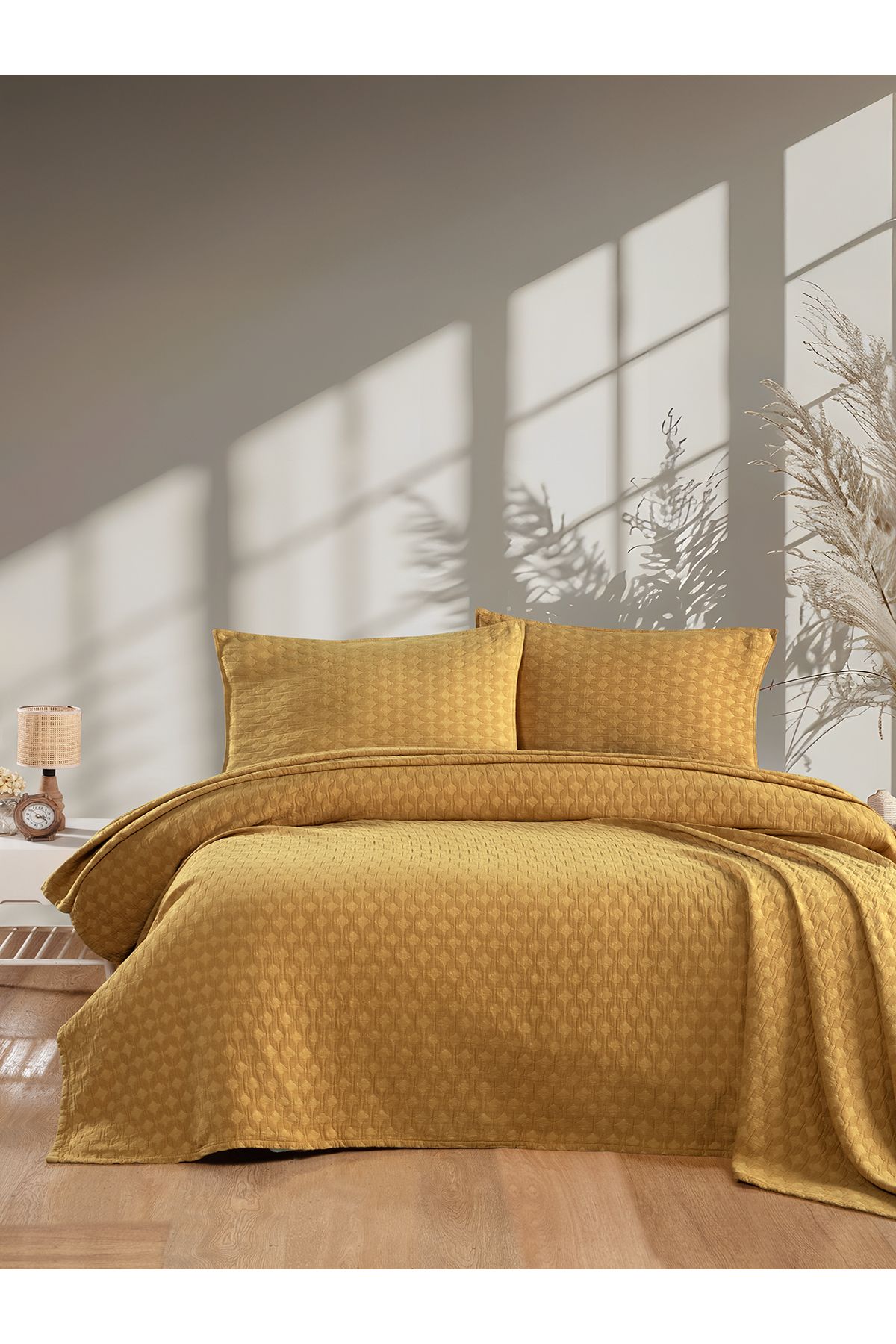 BED LİNE Elvira yatak örtüsü seti çift kişilik hardal kutulu