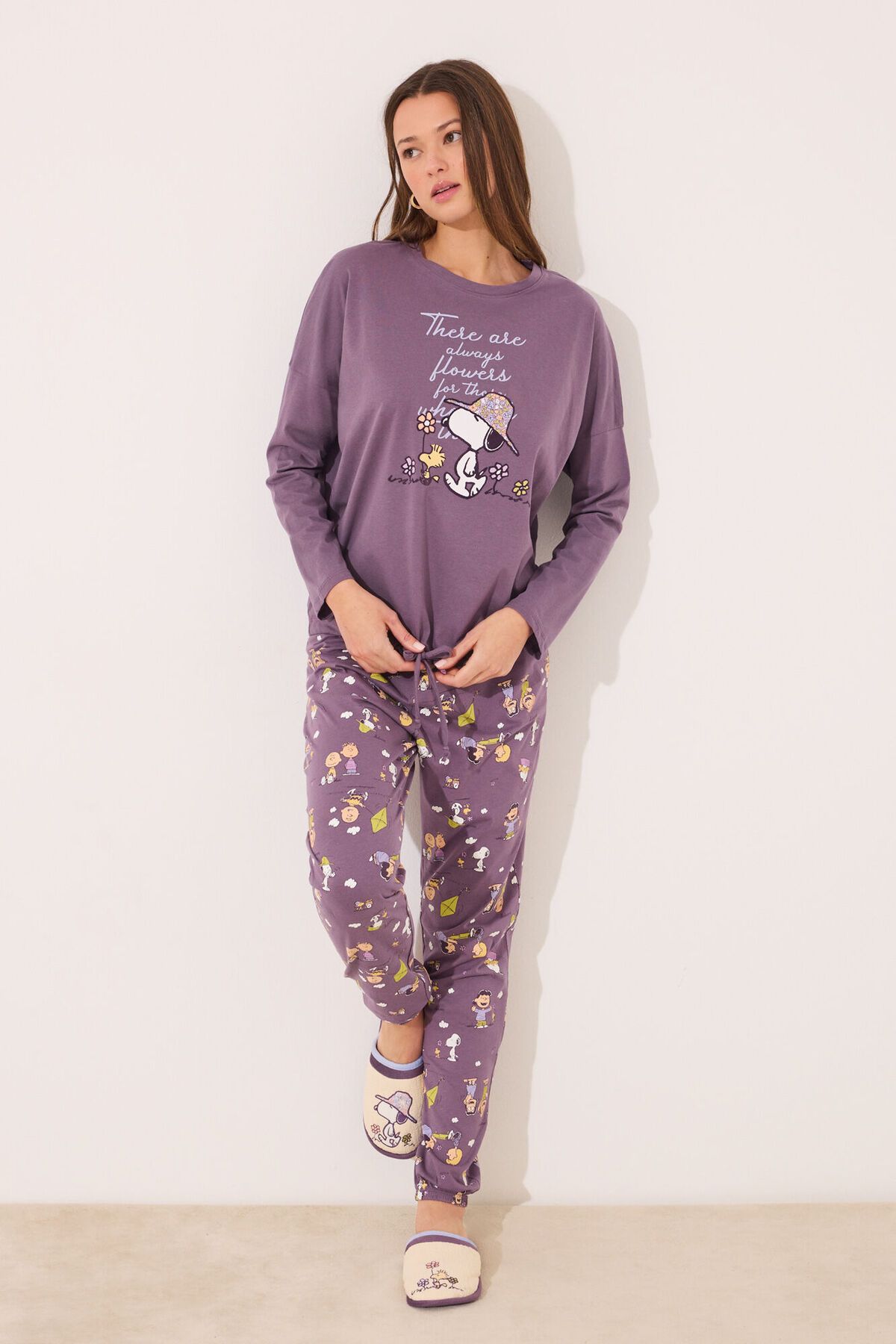 Women Secret Snoopy baskılı uzun kollu pijama takımı