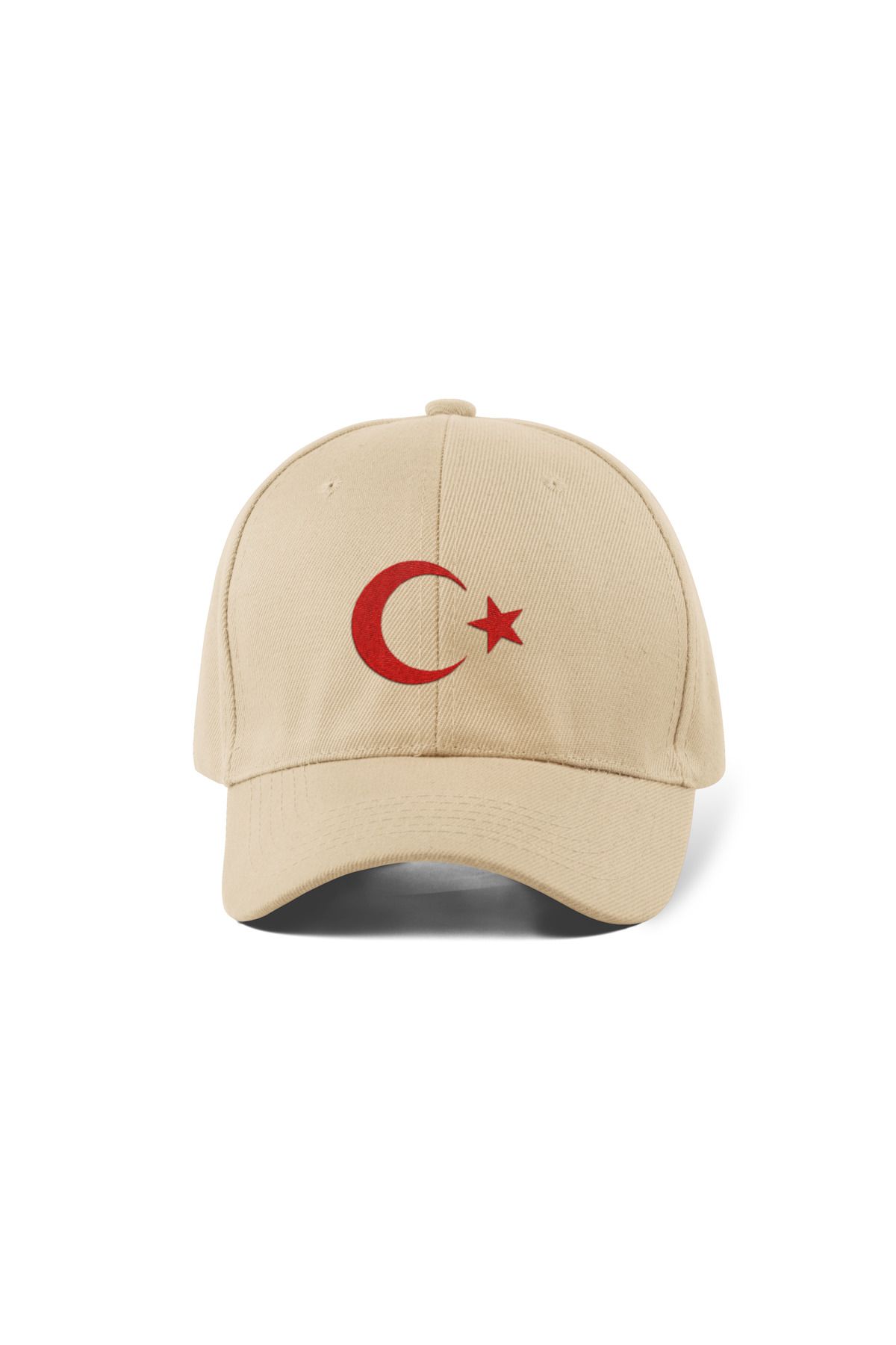 QUATEX Ay Yıldız Nakışlı Krem Spor Şapka Unisex Arkası Cırtlı Ayarlanabilir A Kalite Üründür