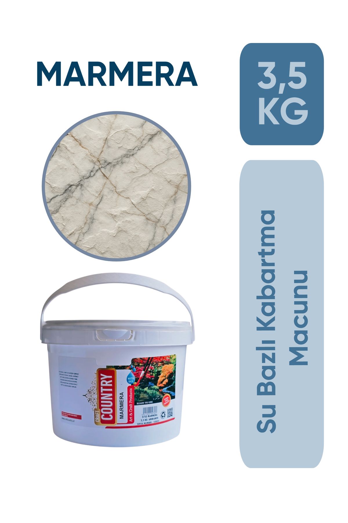 Craft Country Marmera Su Bazlı Kabartma Macunu 3,5KG