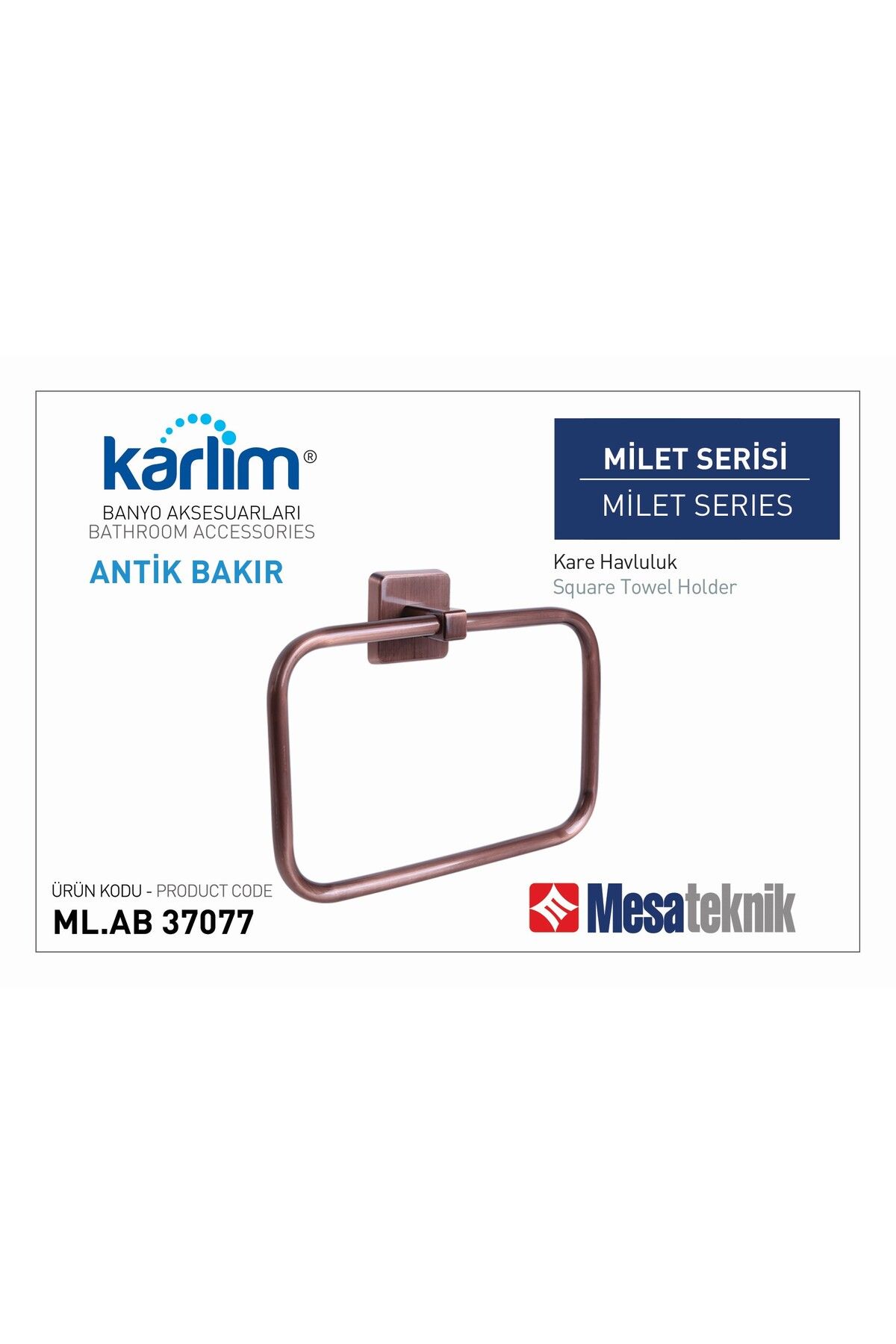 Mesateknik MİLET ANTİK BAKIR KARE HAVLULUK