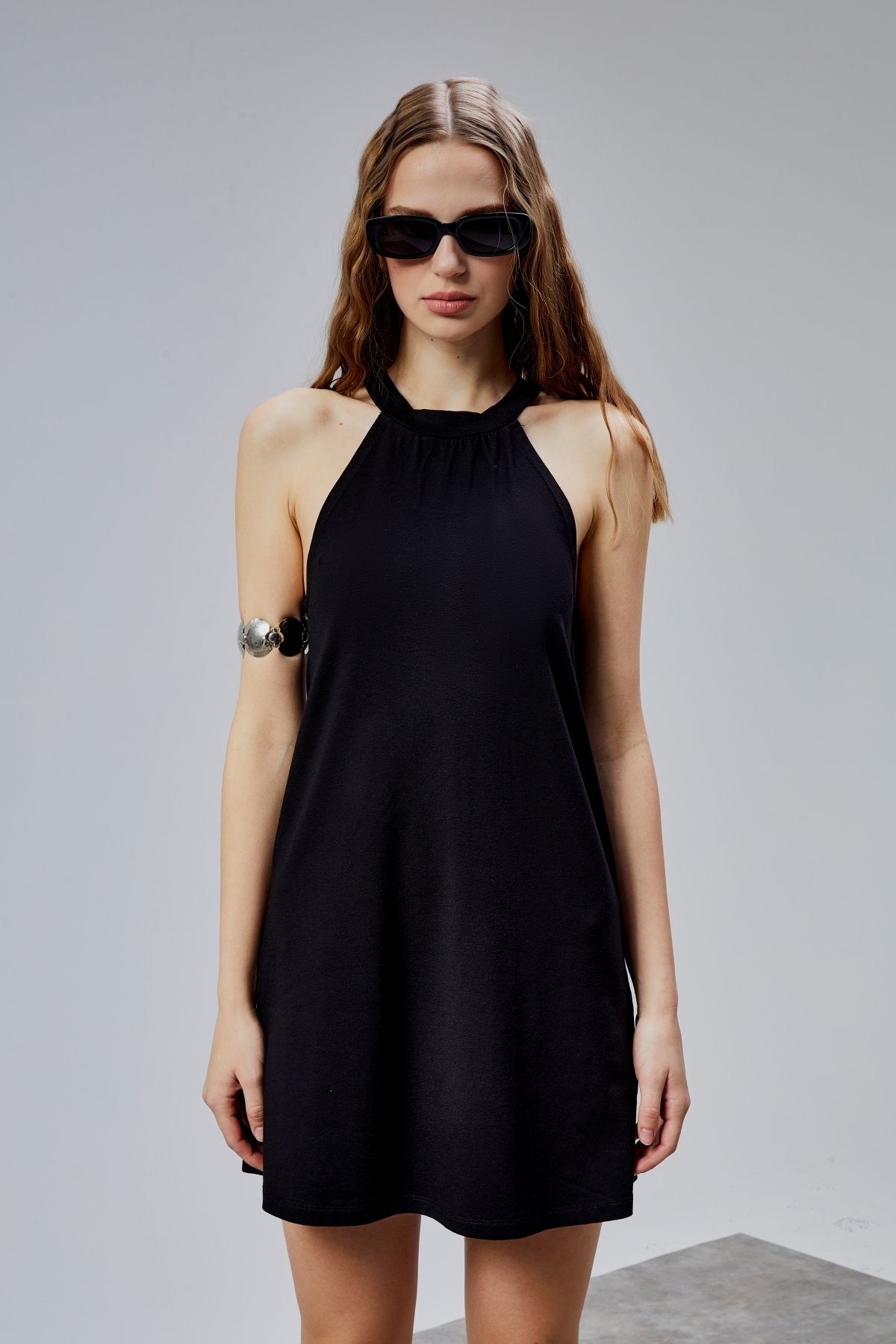 TF The Fancy For You Kadın Halter Yaka Düz Mini Elbise